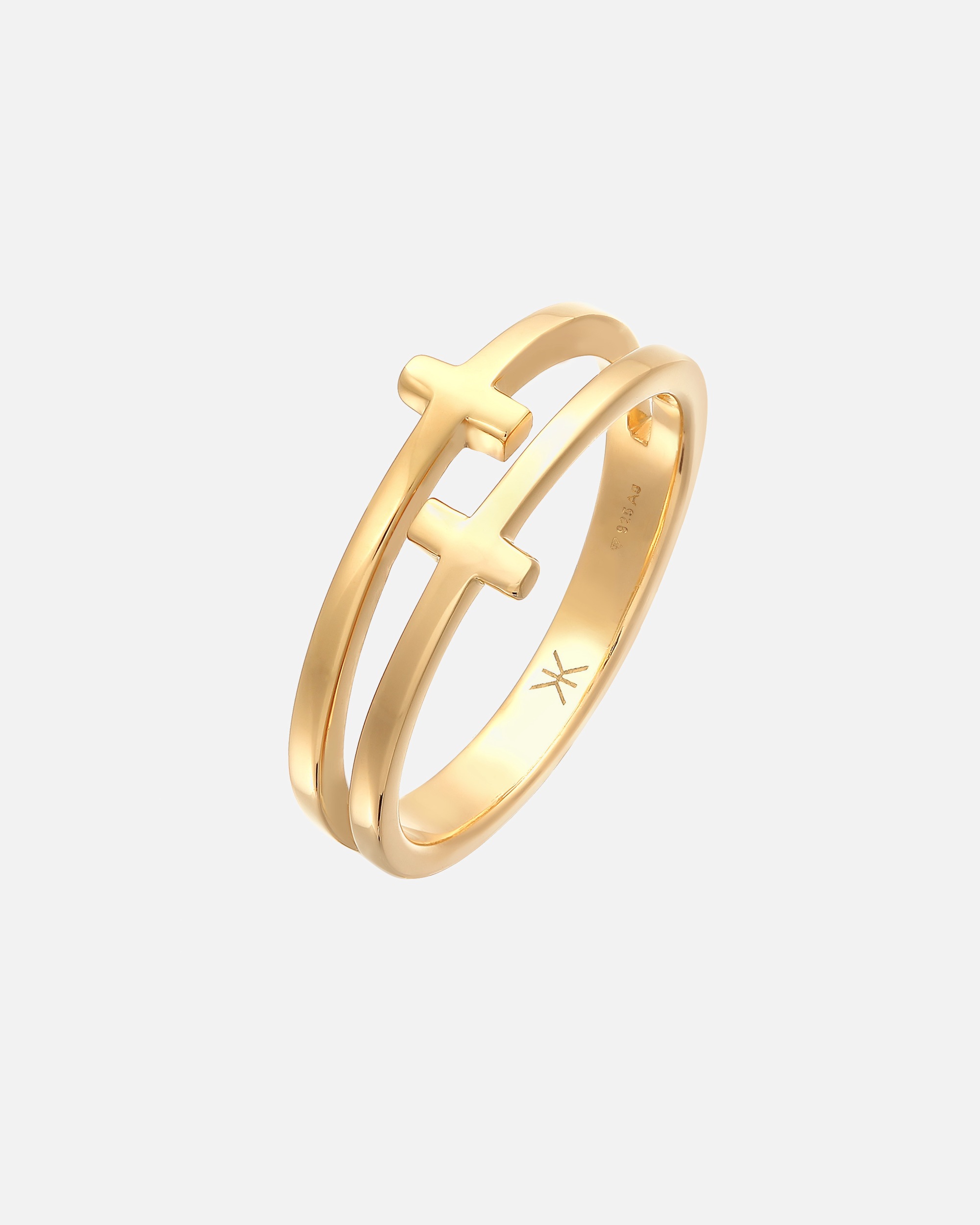 Ring für Männlich KUZZOI Herren Kreuz Double 925 Silber 60