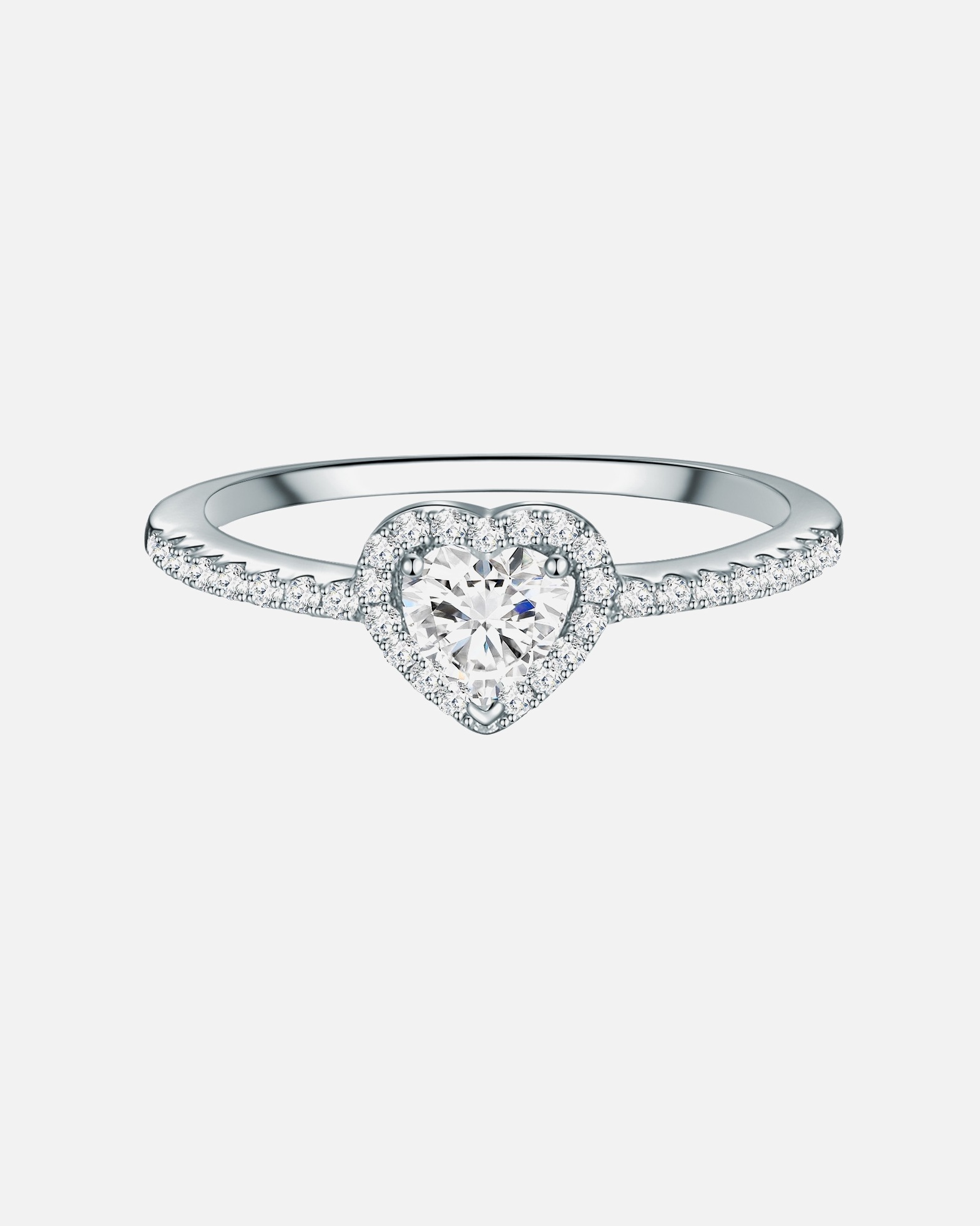 Ring für Weiblich Trilani Ring Herz aus Sterling Silber in silber mit Zirkonia 52