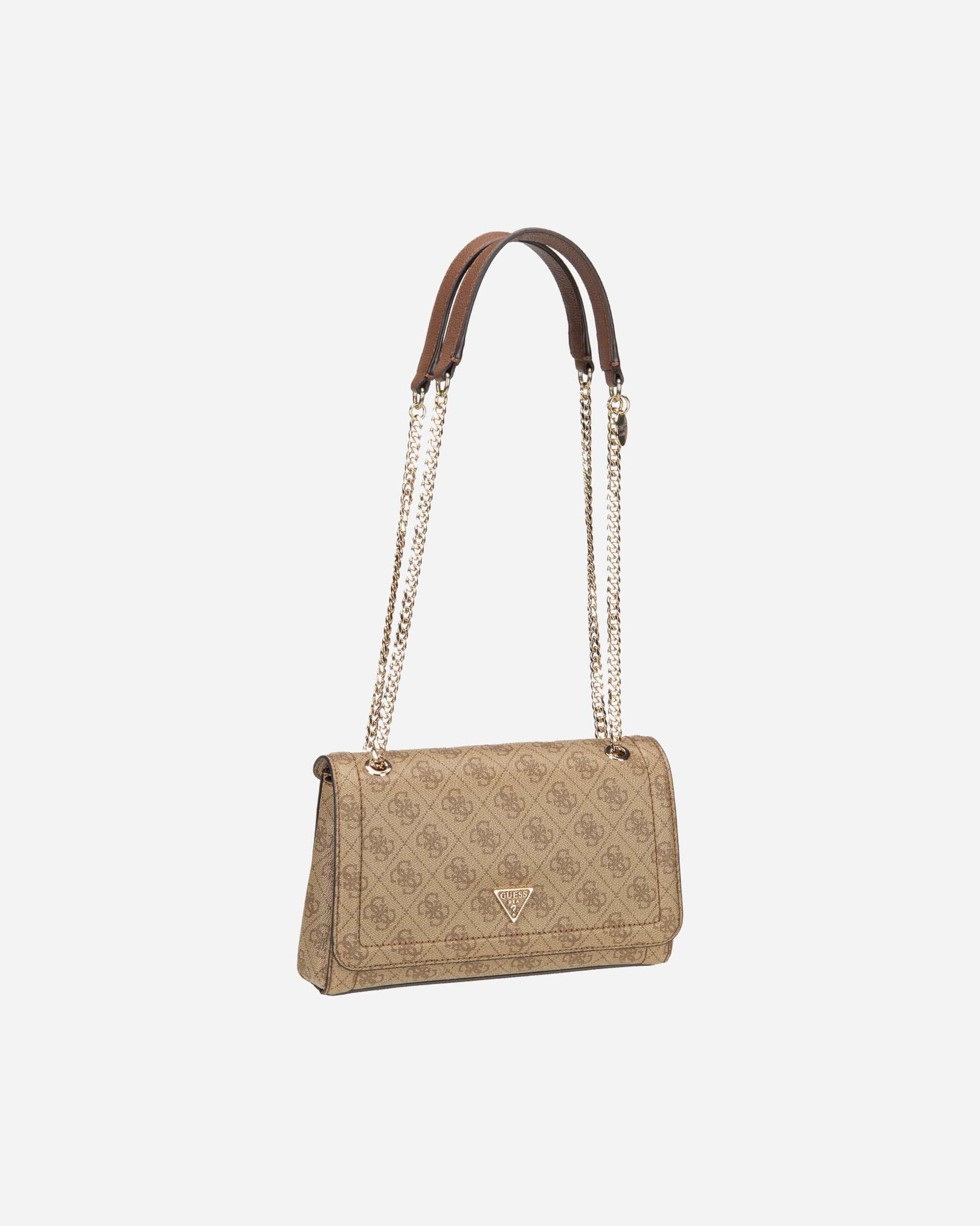 Handtasche für Weiblich GUESS Handtasche Noelle II Conv XBody Flap 72210 Logo Latte Brown