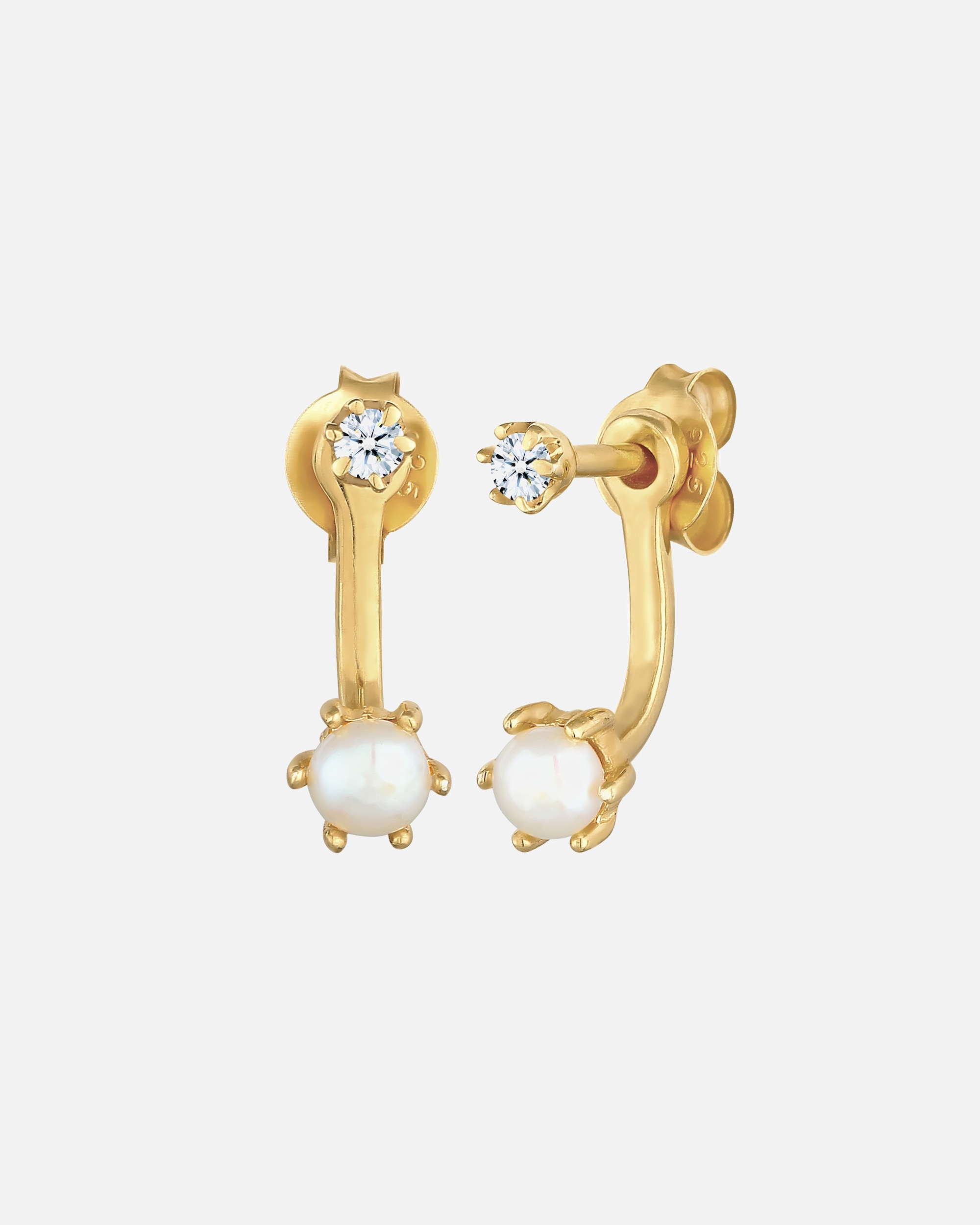 Ohrringe für Weiblich Elli DIAMONDS Ear Jacket Diamant (0.06 ct) Süßwasserperle 925 Silber 1 Stück
