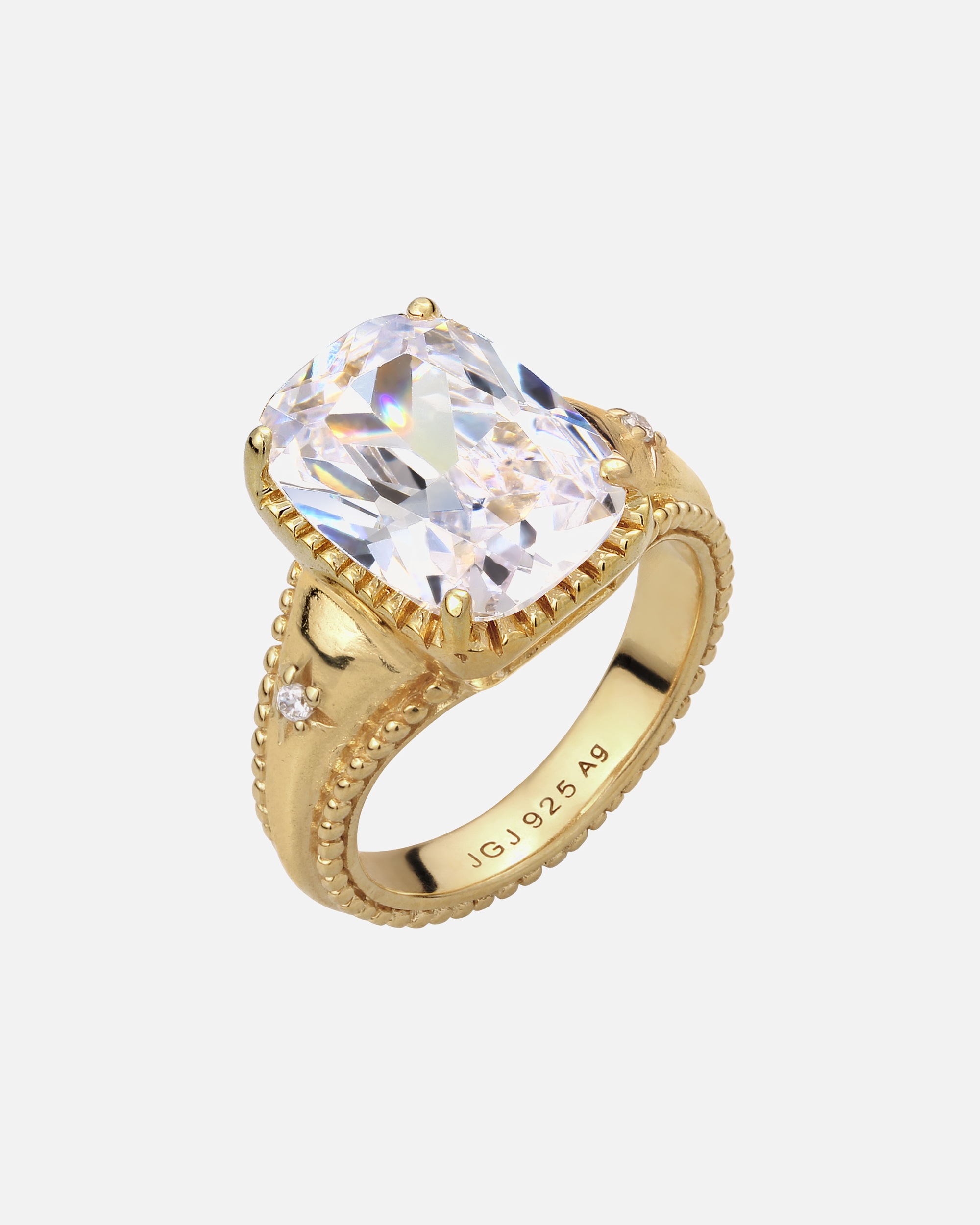 Ring für Weiblich Elli Verlobungsring Zirkonia Weiß 925 Sterling Silber vergoldet 52