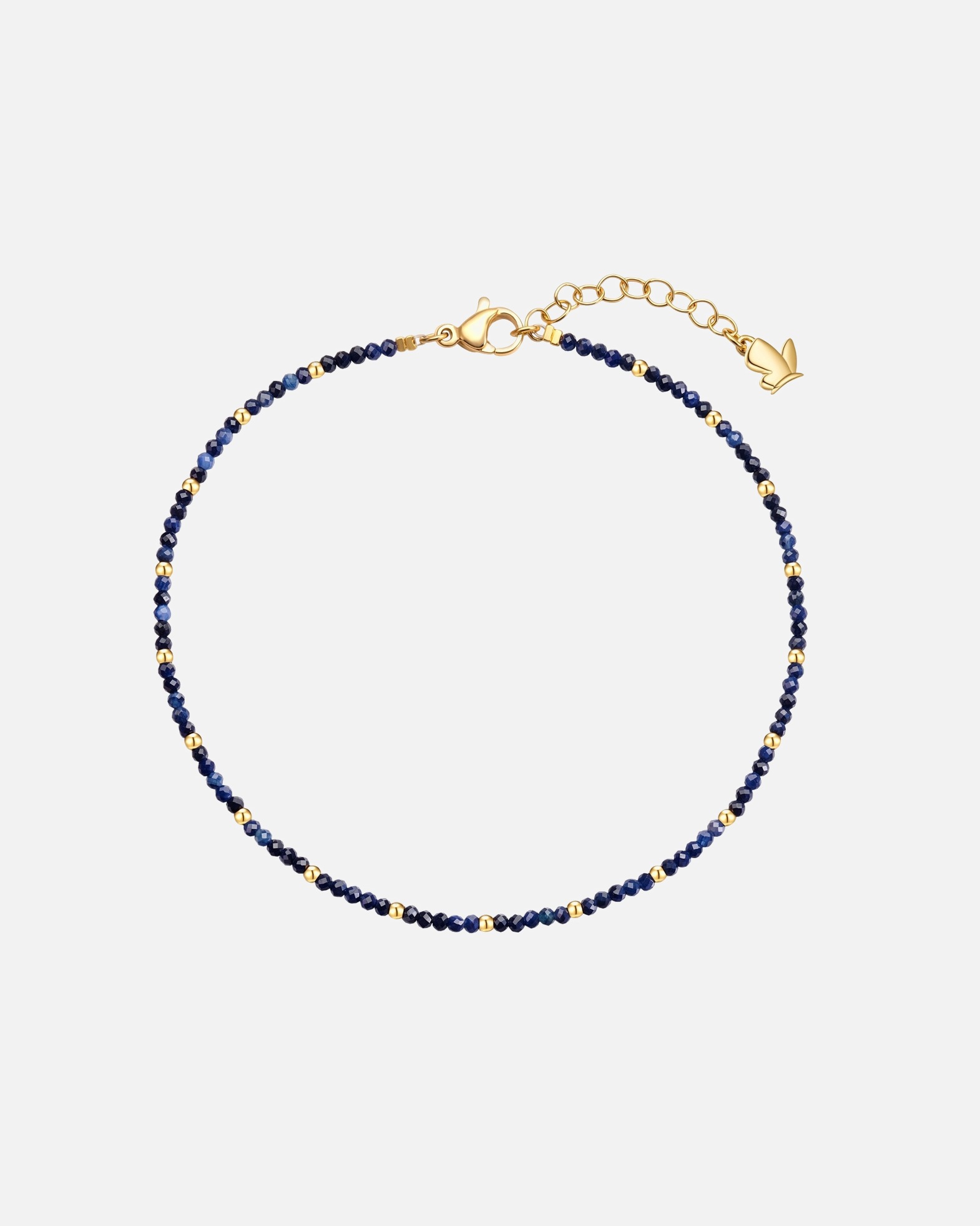 Schmuck für Weiblich Glanzstücke München Edelsteinfusskette aus Edelstahl in Gelbgold mit Saphir 22,0 cm Basislänge + 3,0 cm Verlängerung
