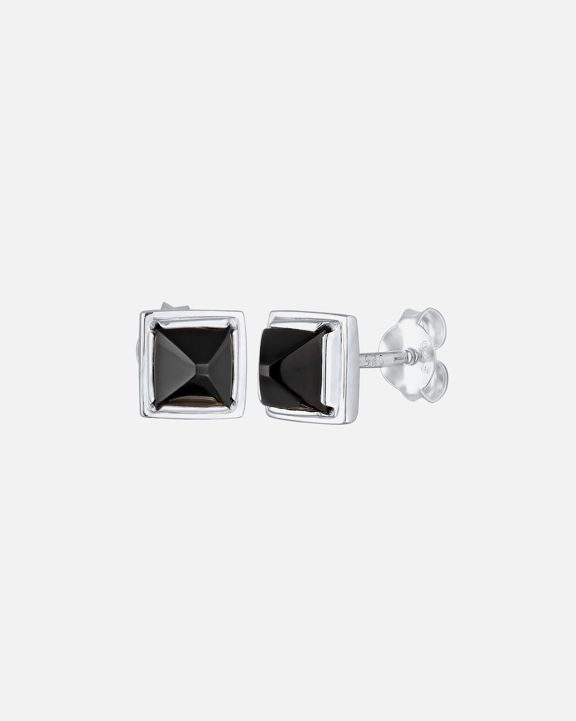 Ohrringe für Männlich KUZZOI Onyx Pyramide Quadrat 925 Silber 1 Stück
