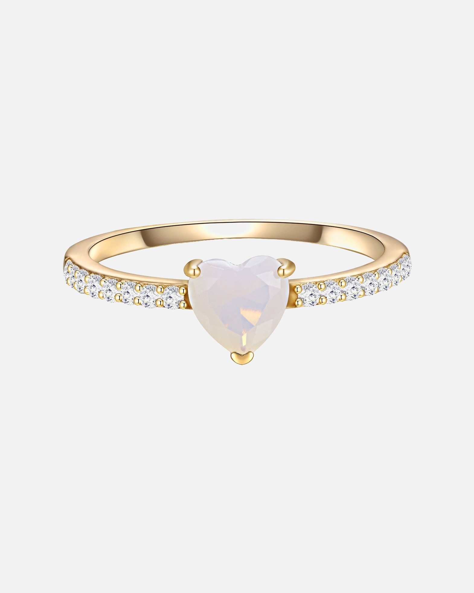 Ring für Weiblich Glanzstücke München Ring Herz aus Sterling Silber in gelbgold mit Mondstein (synth.) 48