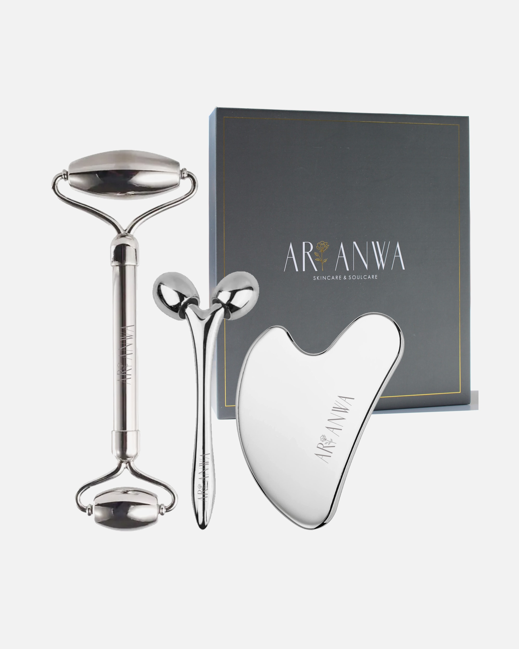 Massagezubehör für Unisex ARI ANWA Skincare Face Yoga Kit Silver - Set aus Edelstahl 1 Stück