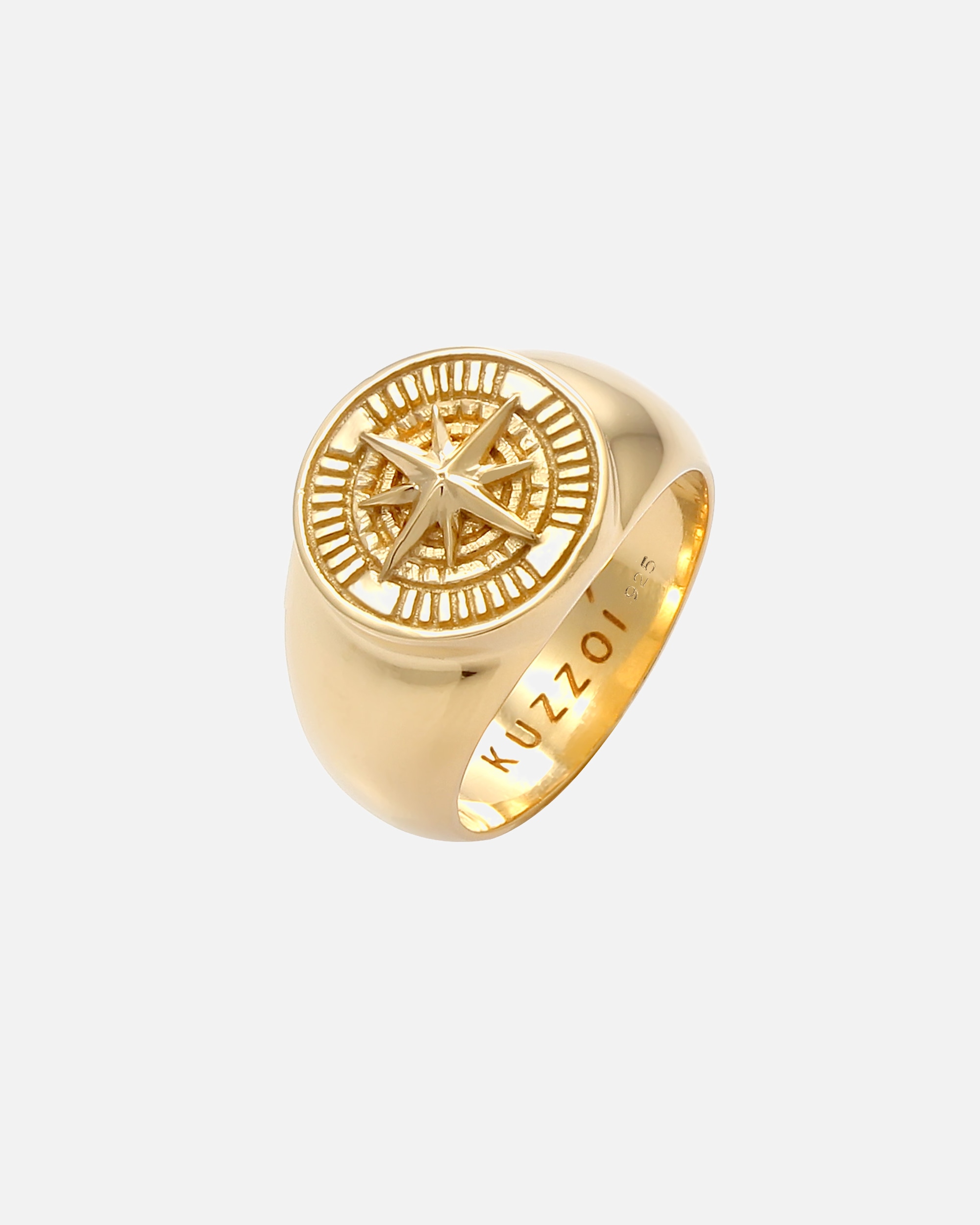 Ring für Männlich KUZZOI Herren Siegelring Kompass Oxidiert 925 Silber 60