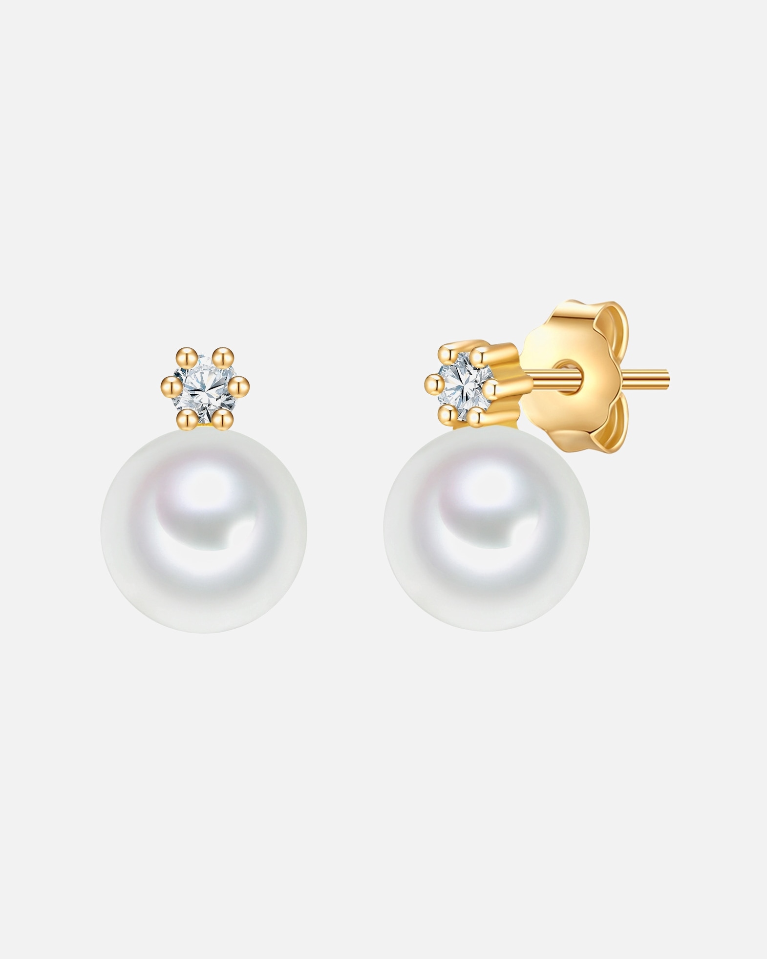 Ohrringe für Weiblich Valero Pearls Perlen-Ohrstecker Sterling Silber Zirkonia Süßwasser-Zuchtperle in Roségold 1 Stück