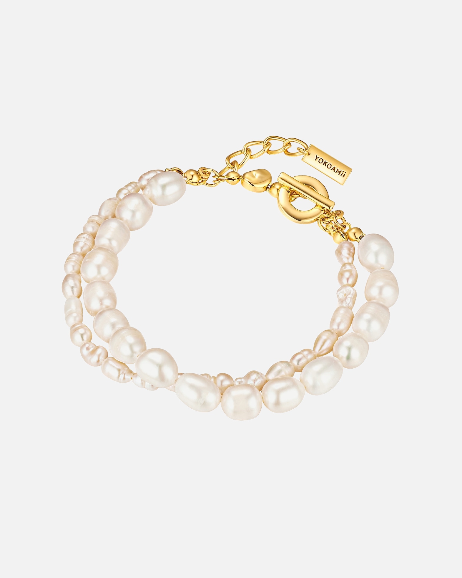 Armband für Weiblich Yokoamii Armband Metall Süßwasser-Zuchtperle in Gelbgold 1 Stück