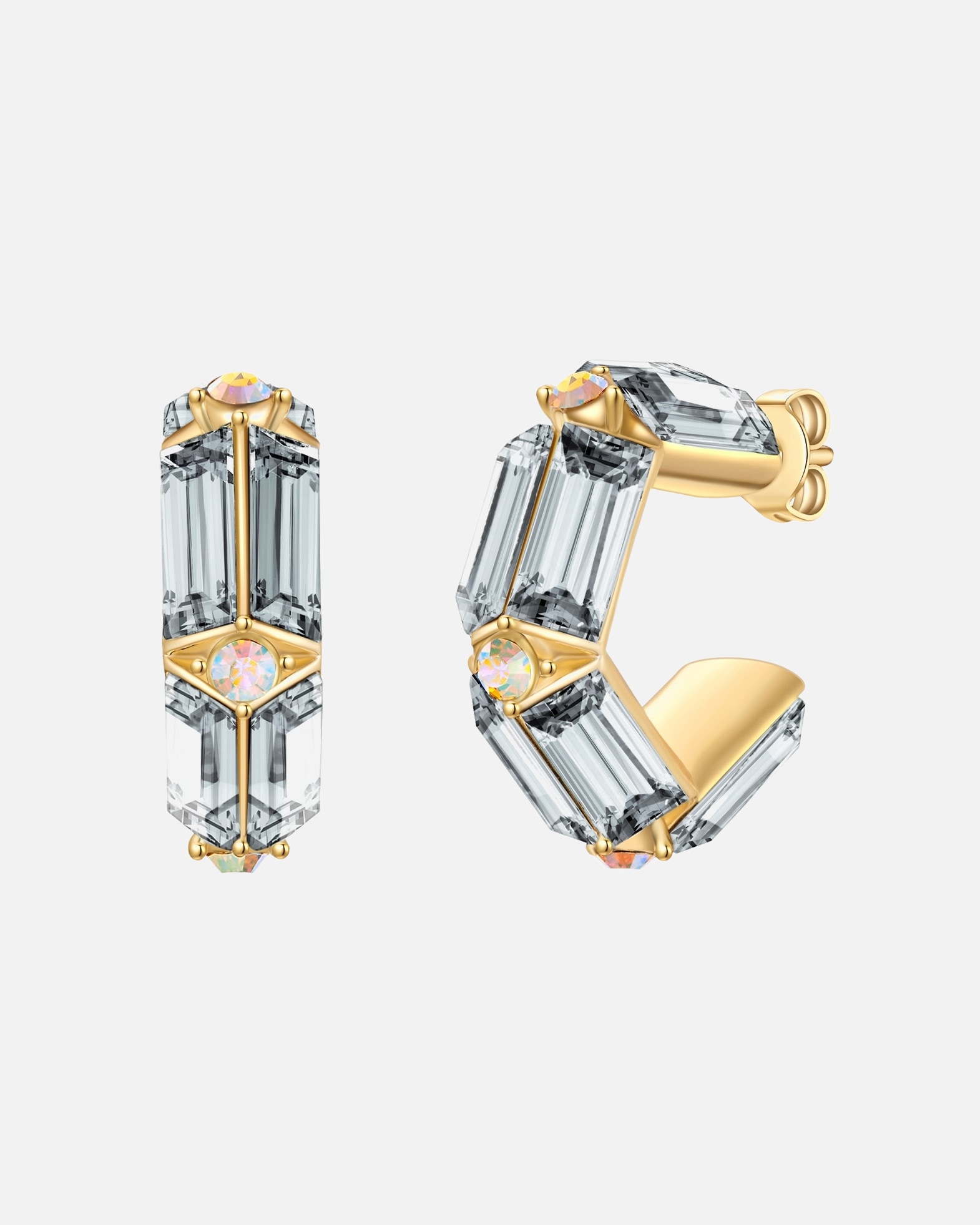 Ohrringe für Weiblich Yokoamii Creolen aus Metall-Legierung in gelbgold mit Glaskristall 16,8 mm