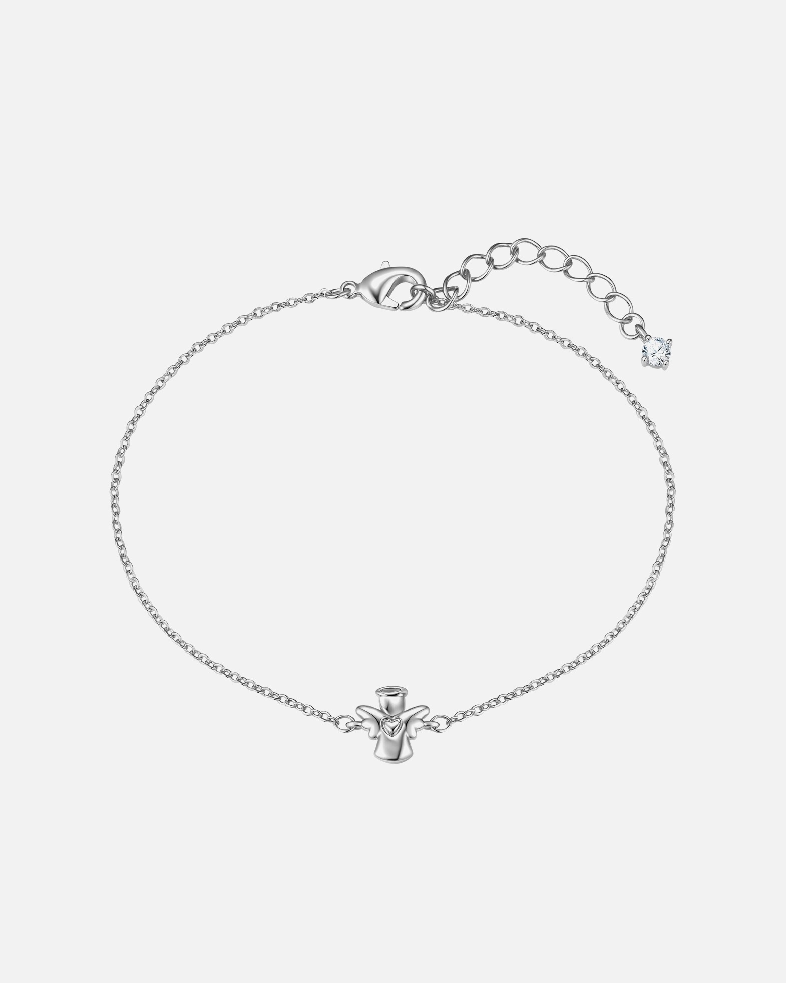 Armband für Weiblich Armband Engel aus Messing in silber mit Zirkonia 17,0 cm Basislänge + 3,0 cm Verlängerung