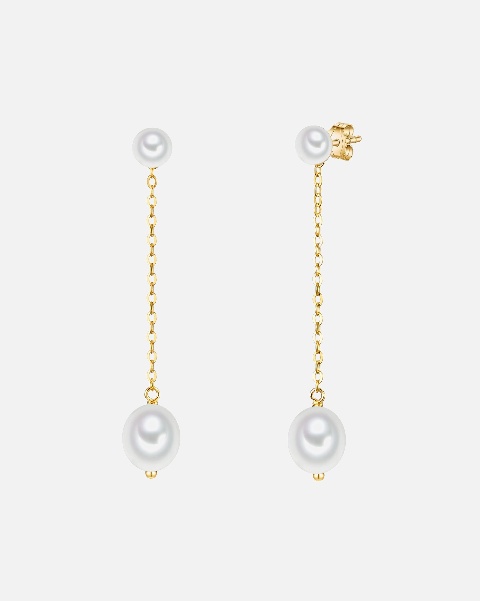 Ohrringe für Weiblich Valero Pearls Perlen-Ohrstecker Sterling Silber Süßwasser-Zuchtperle in Gelbgold 1 Stück