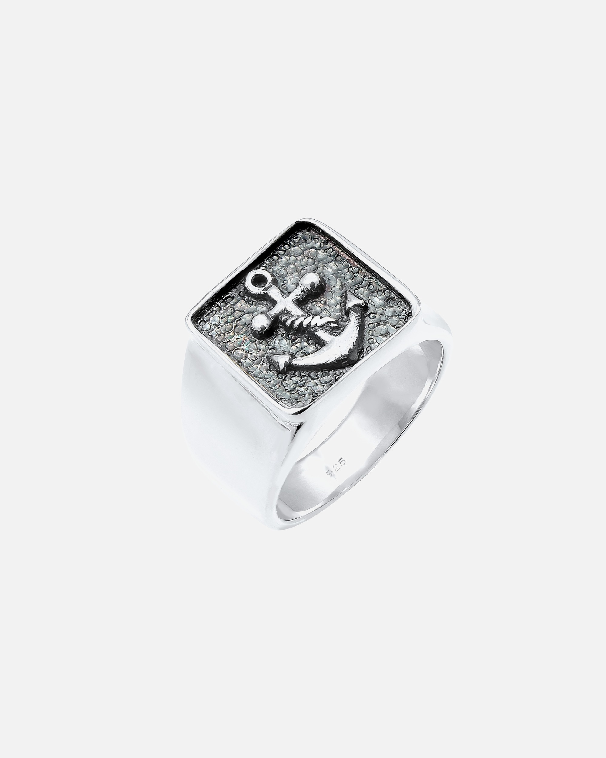 Ring für Männlich KUZZOI Herren Siegelring Anker Basic Oxidiert 925 Silber 62