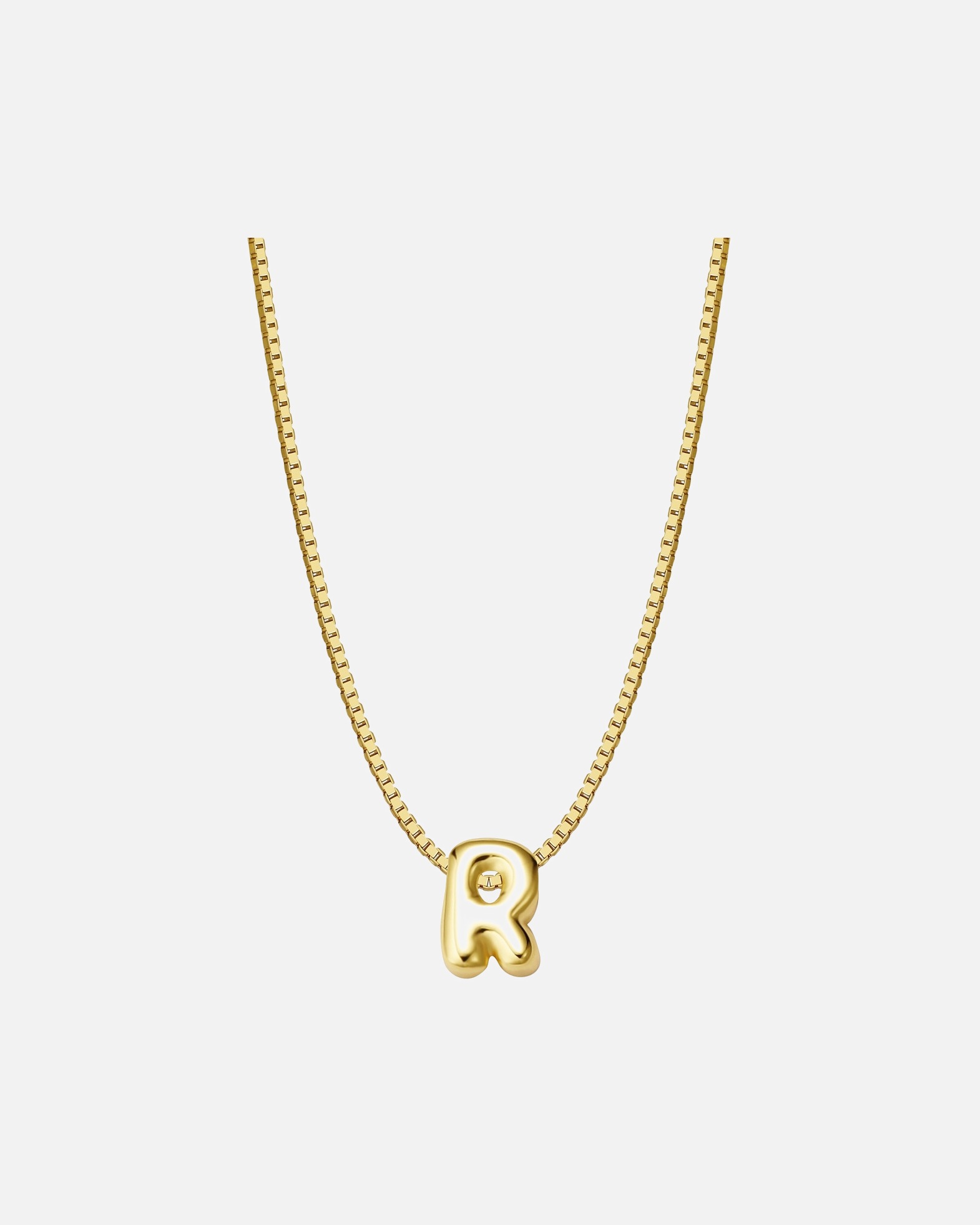 Halskette für Weiblich Halskette Buchstabe R aus Sterling Silber in gelbgold 40,0 cm Basiskette + 5,0 cm Verlängerung