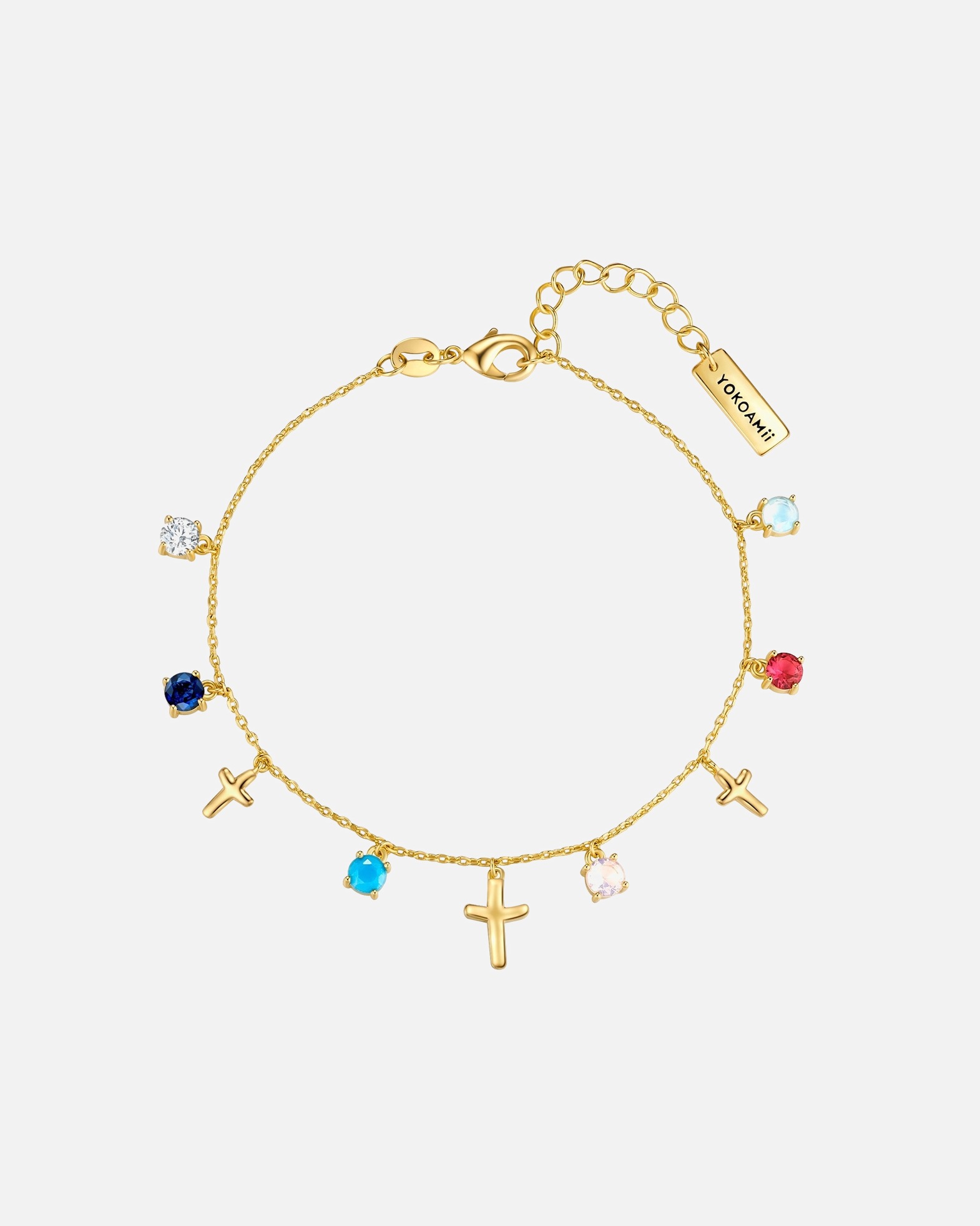 Armband für Weiblich Yokoamii Armband Kreuz aus Messing in Gelbgold mit Zirkonia 1 Stück