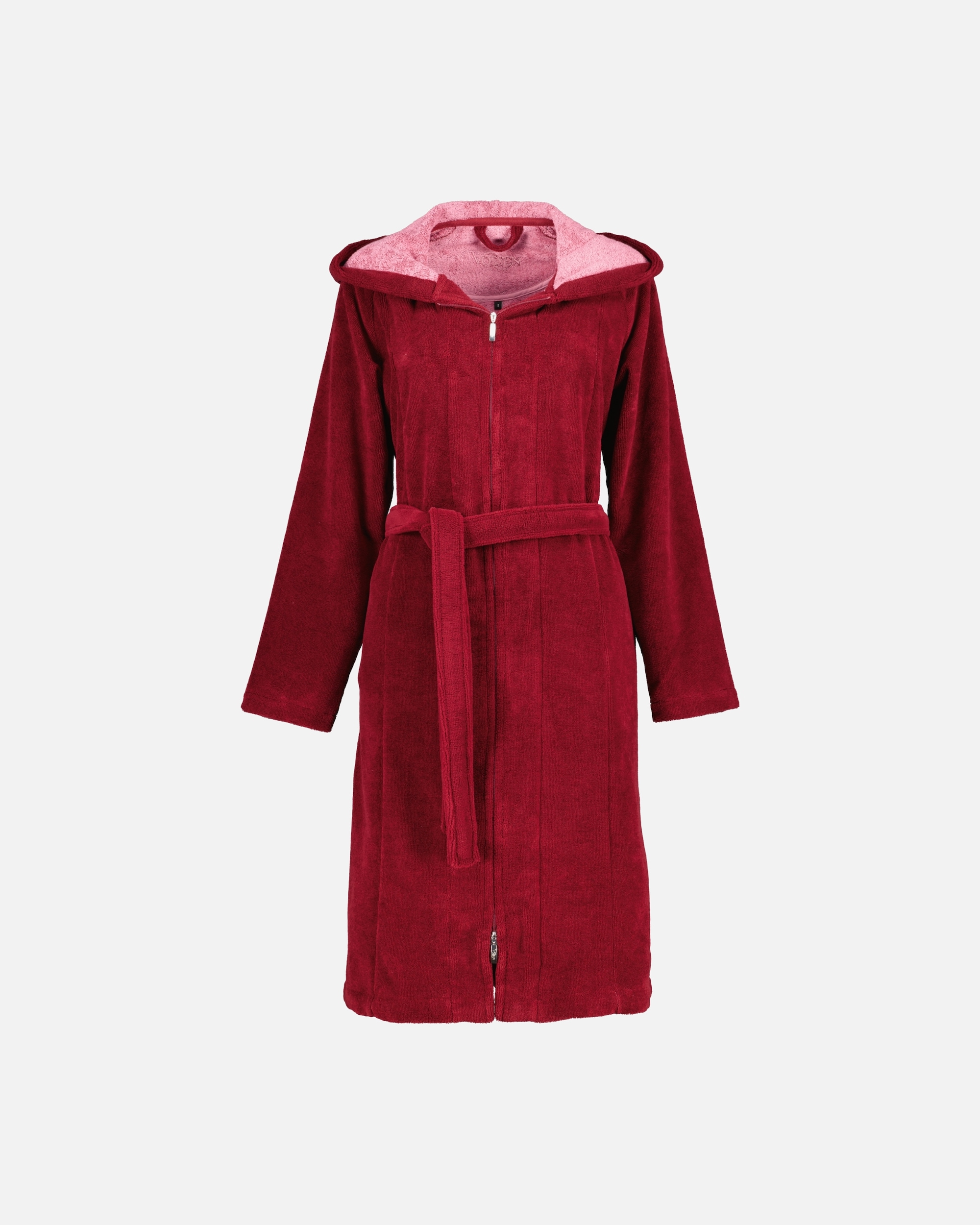Bademantel für Weiblich Vossen Vossen Bademäntel Damen Kurzmantel mit Kapuze Palermo burgundy - 016 L