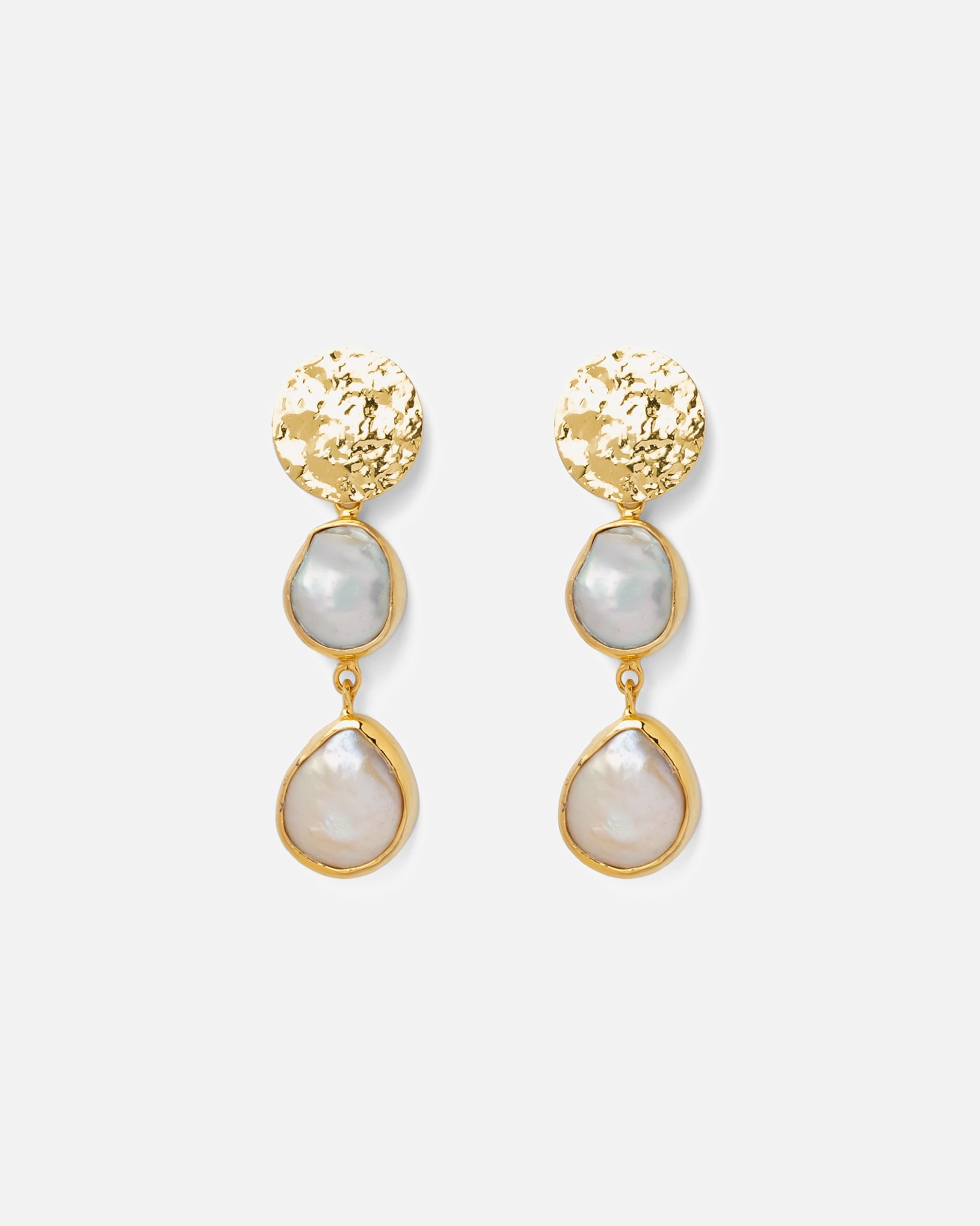 Ohrringe für Weiblich Fleur de Pres Default Brand Line Ohrstecker Messing Perle weiß gelb vergoldet