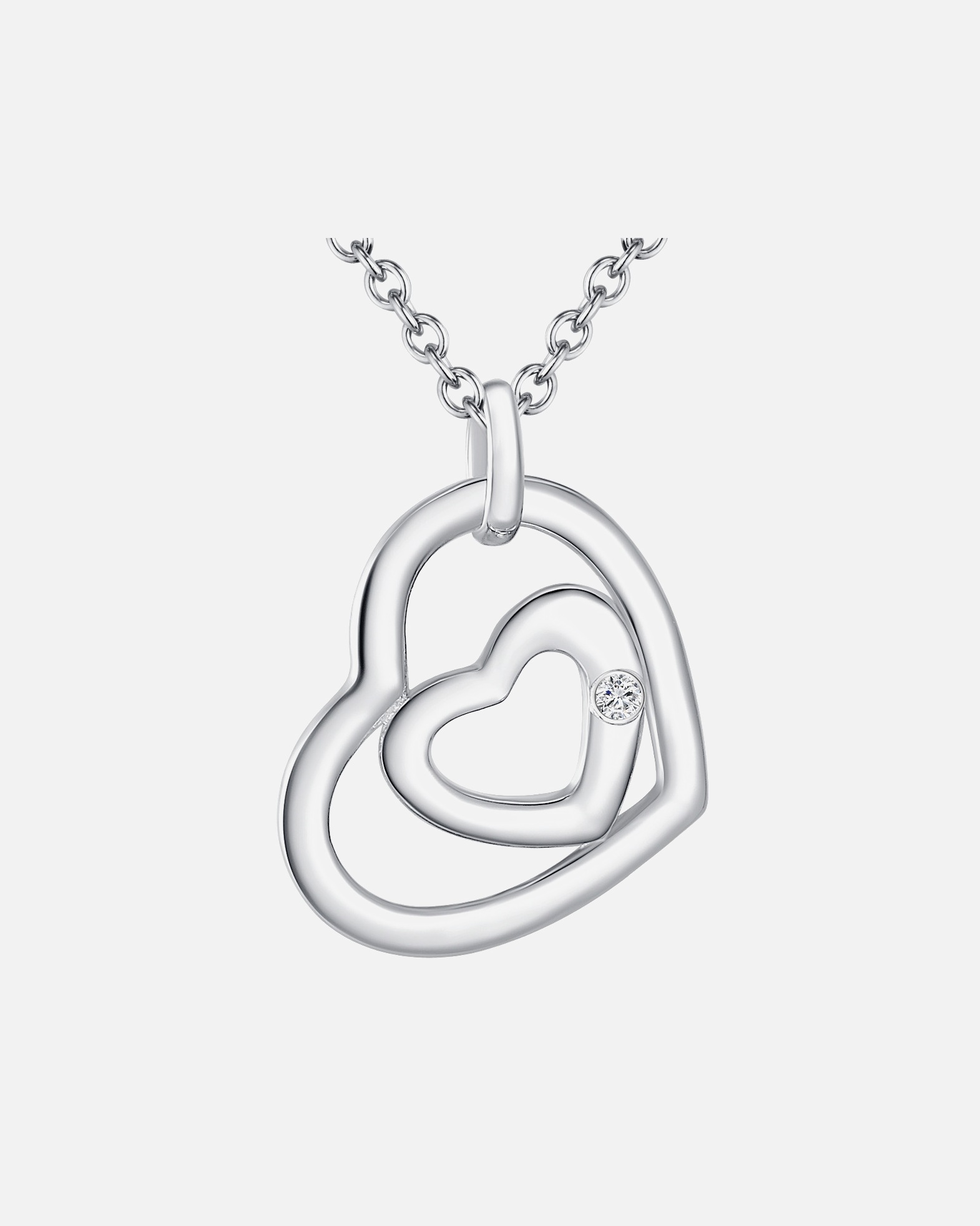 Halskette für Weiblich Lulu & Jane Diamant-Kette Herz Sterling Silber Diamant in Silber 1 Stück