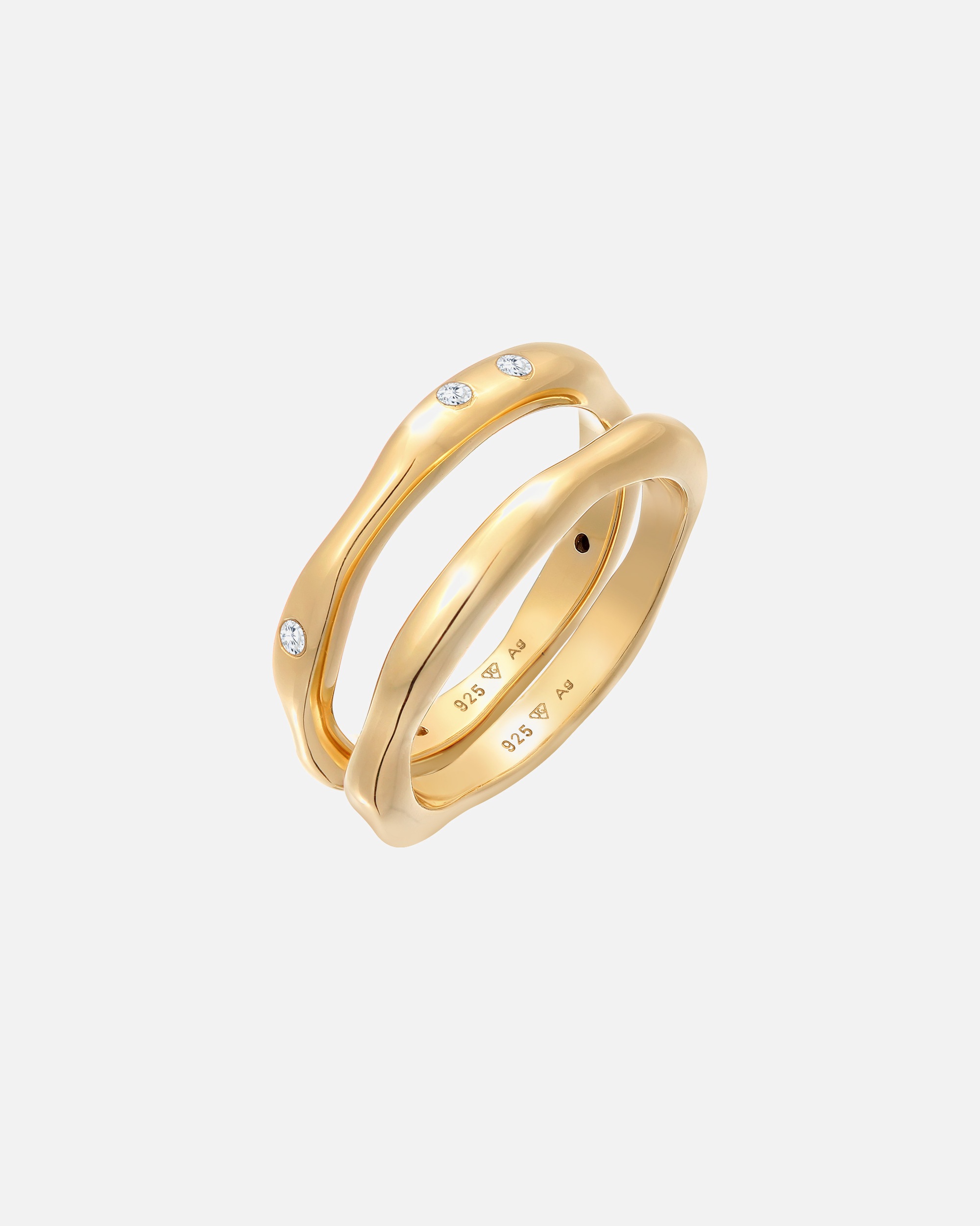 Ring für Weiblich Elli Zirkonia Stapelring Bandring Basic 2er Set 925 Ring 52