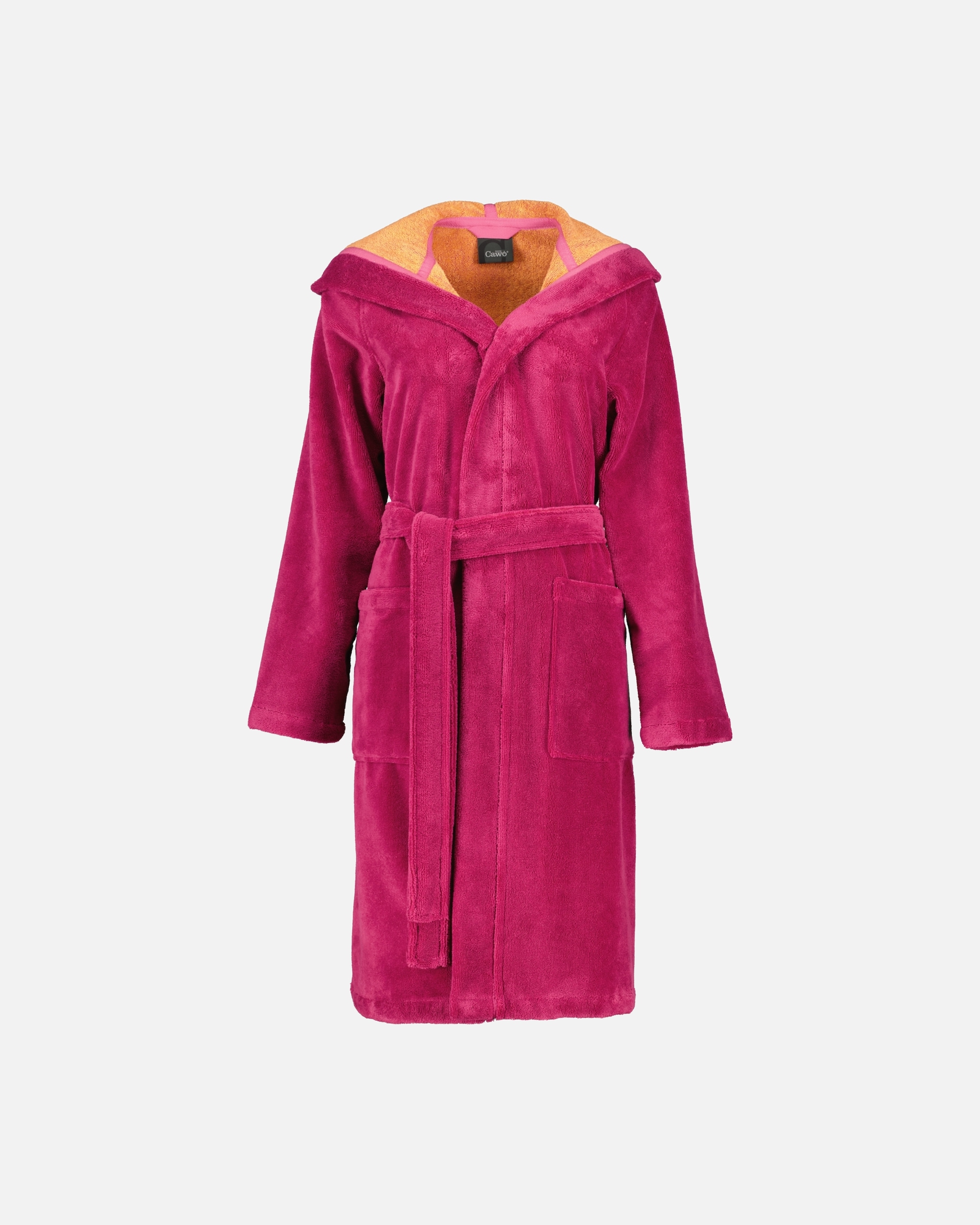 Bademantel für Unisex Cawö Cawö Bademäntel Damen Kapuze Kapuze 845 pink-orange - 23 XS