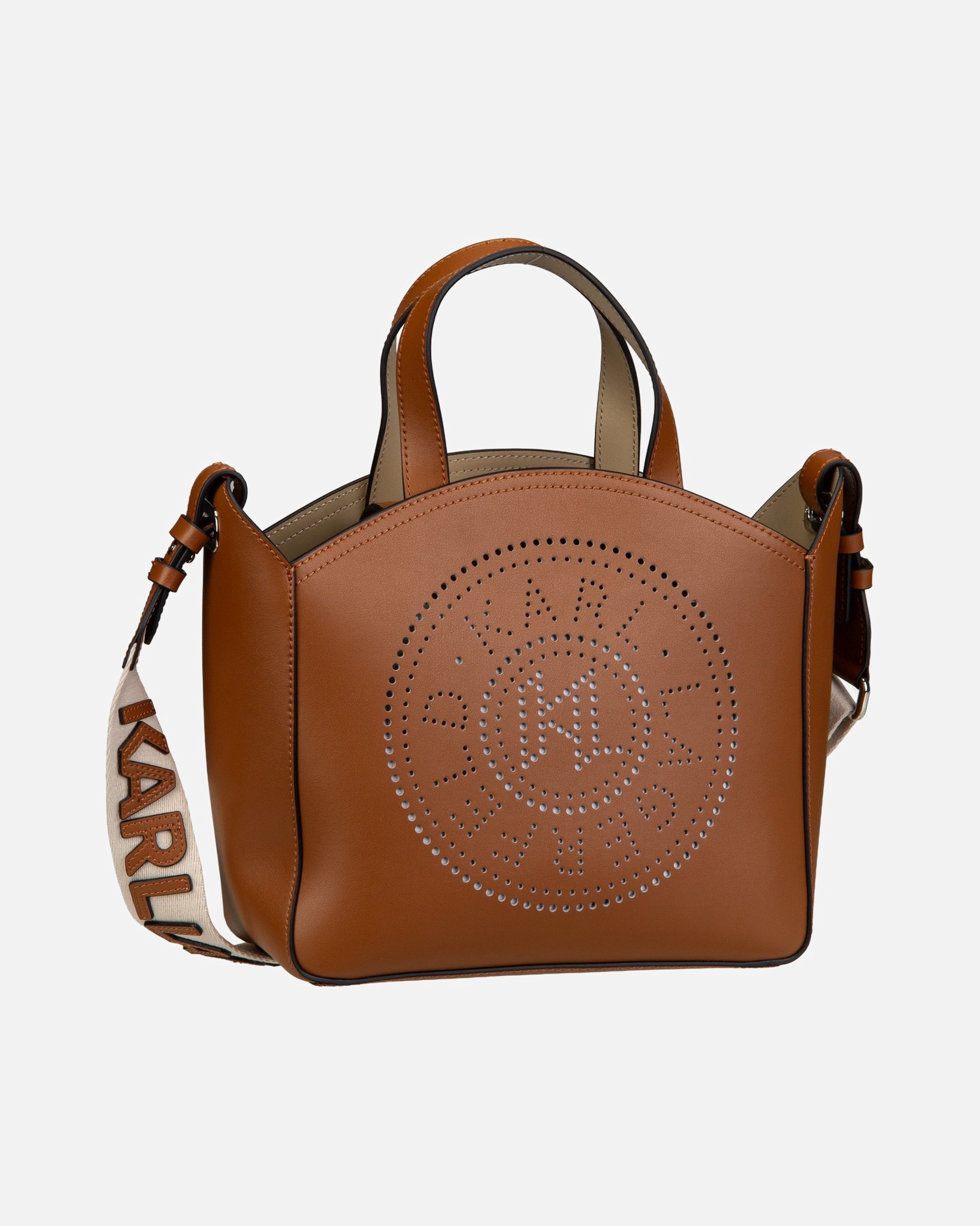 Handtasche für Weiblich Karl Lagerfeld Handtasche K/Circle SM Perforated Dark Tan
