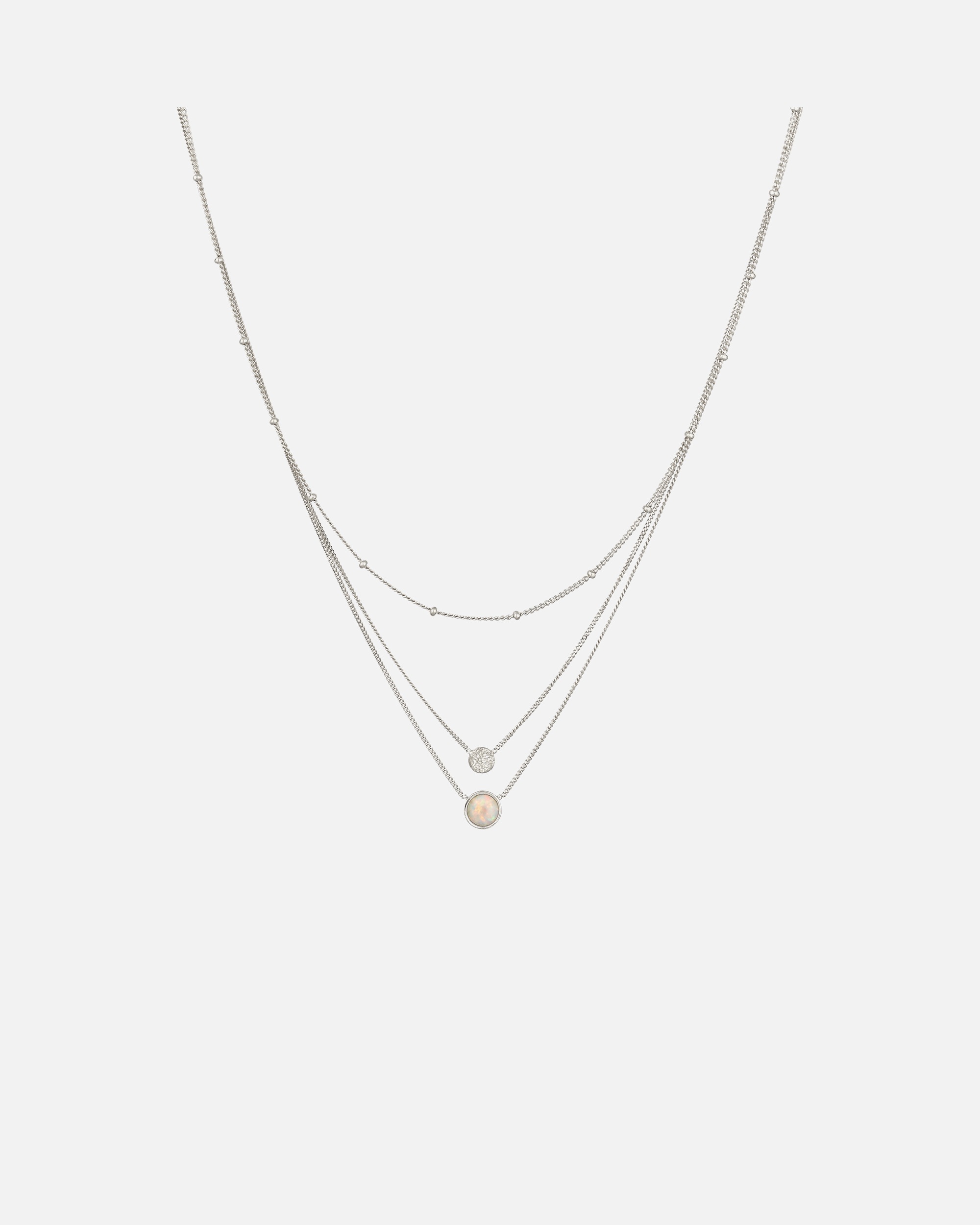 Halskette für Weiblich Elli Layer Plättchen Synthetischer Opal Weiß 925 Sterling Silber silberfarben