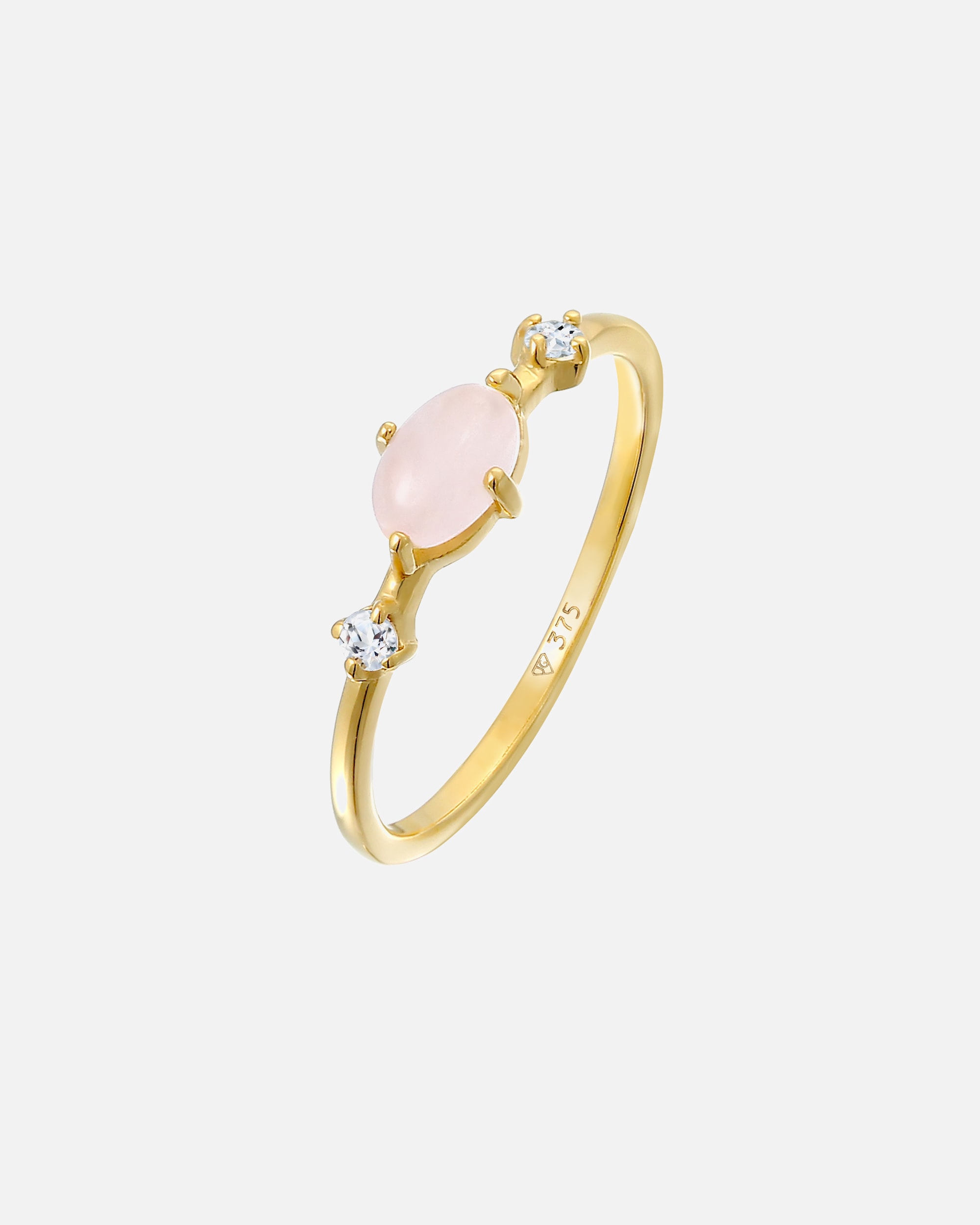 Ring für Weiblich Elli PREMIUM Rosa Quarz Topas Edelstein Klassik 375er Gelbgold 52