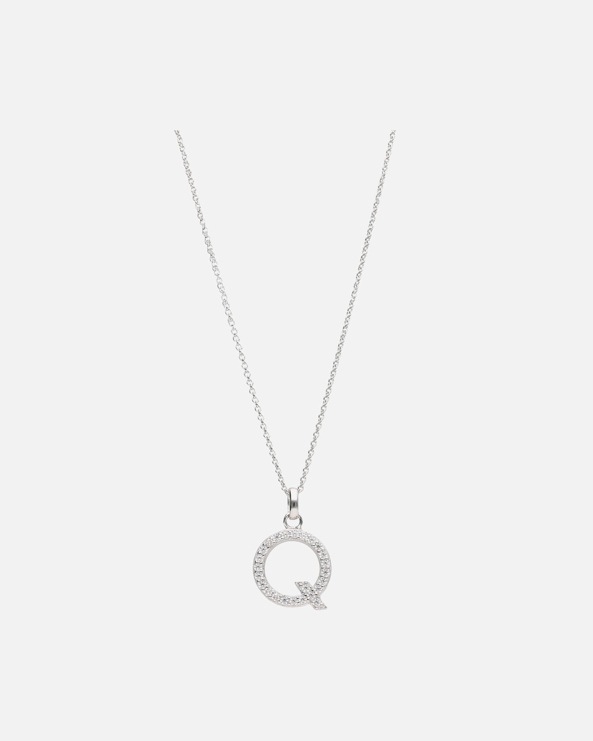 Halskette für Weiblich Smart Jewel Kette Buchstabe Q mit Zirkonia Steine, Silber 925 45 cm