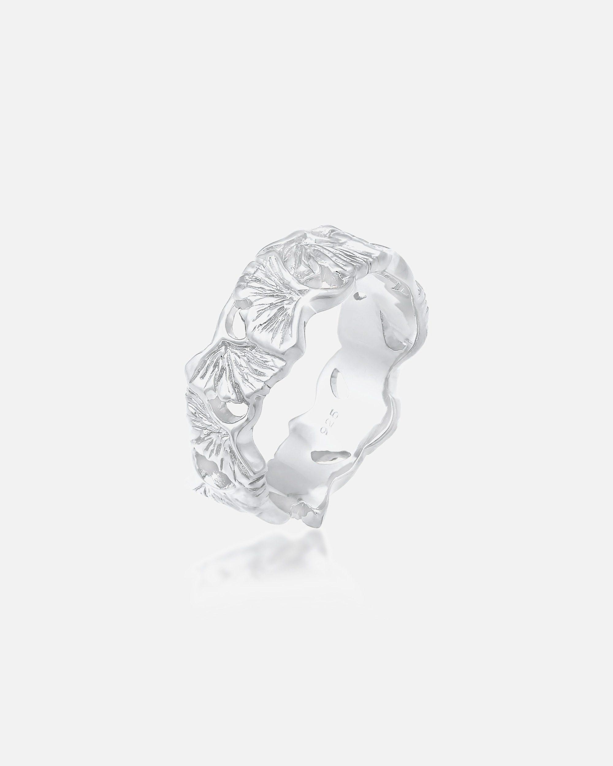 Ring für Weiblich Elli Bandring Ginkgo Blatt Tropic 925 Silber vergoldet 52