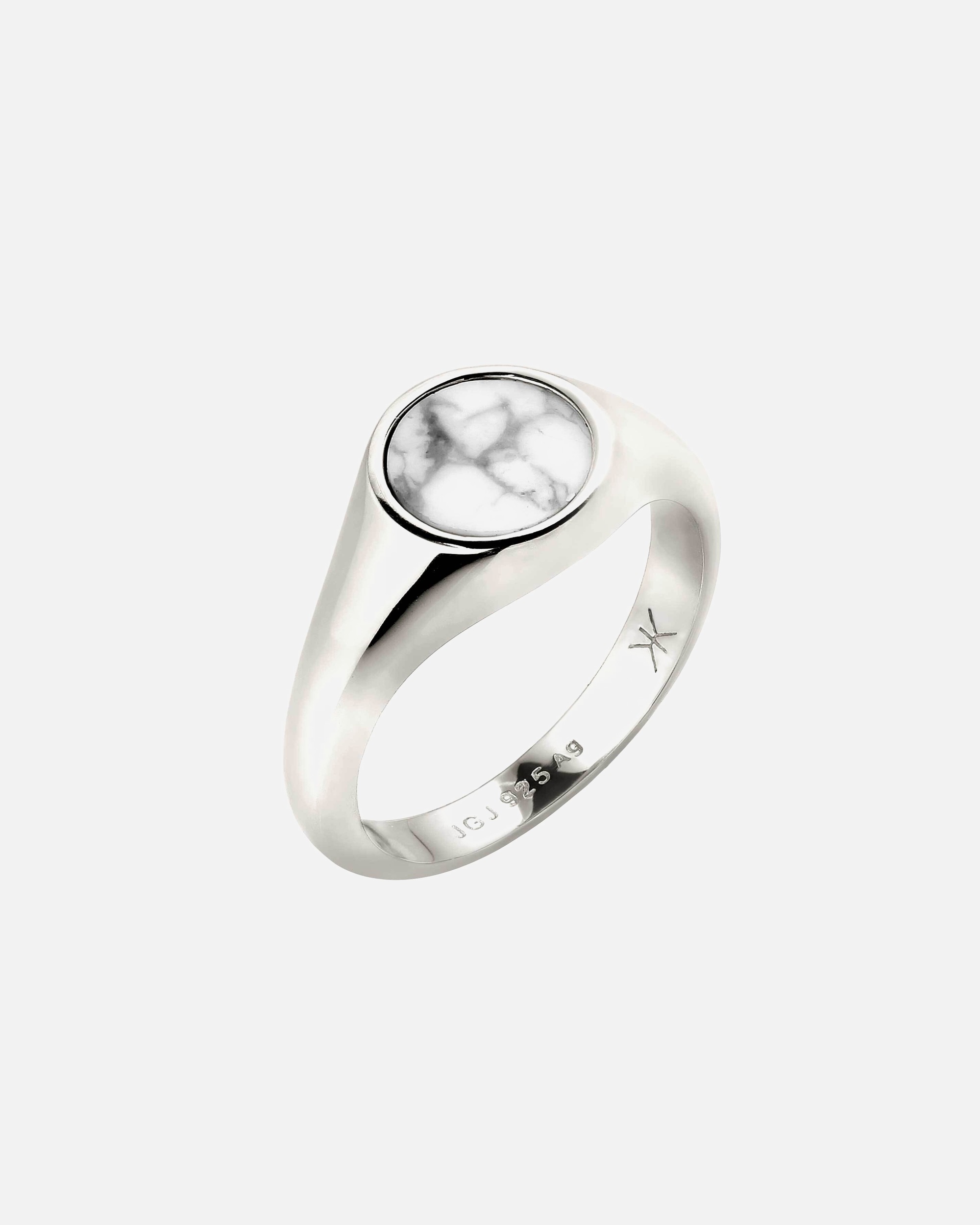 Ring für Männlich KUZZOI Siegelring Weißer Marmor Weiß 925 Sterling Silber 66