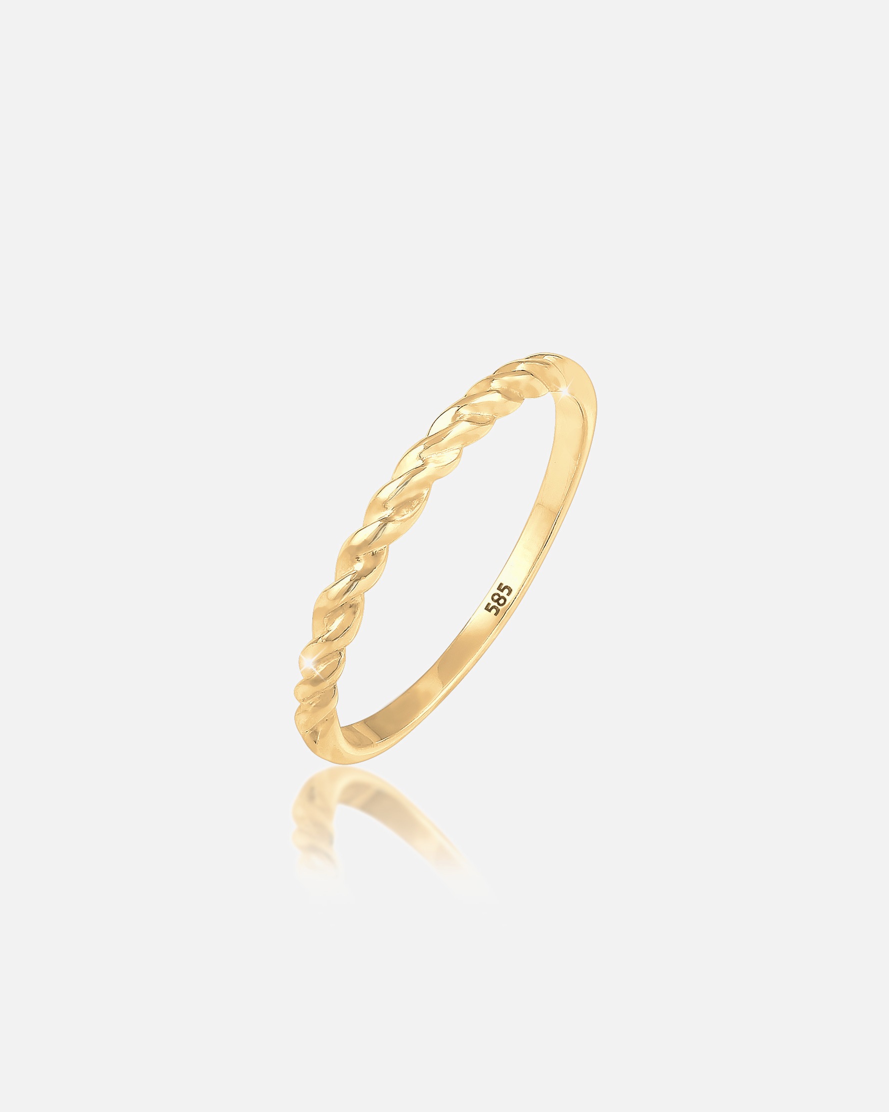 Ring für Weiblich Elli PREMIUM Basic Geo Twisted Gedreht Bandring 585 Gelbgold 56