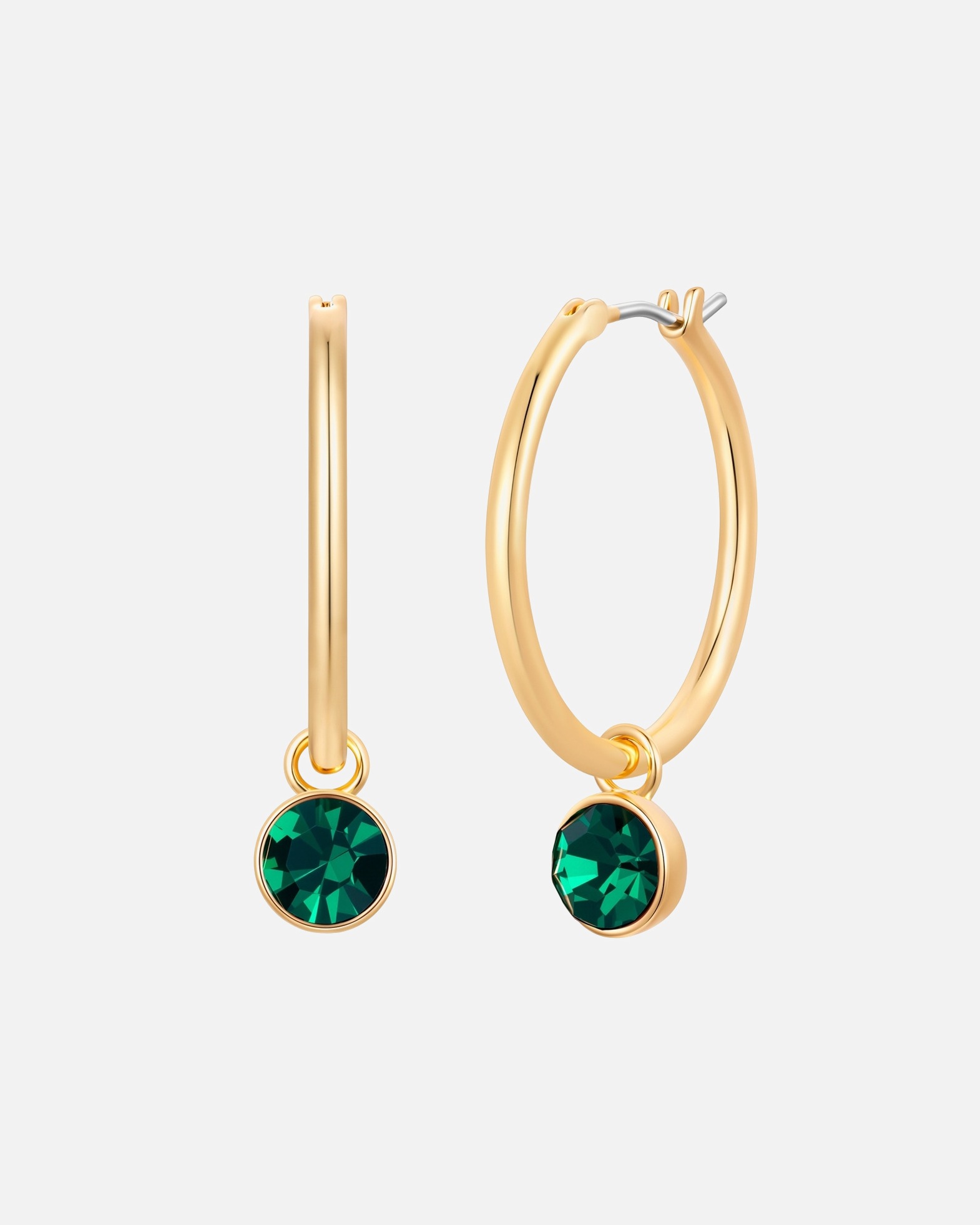Creolen für Weiblich Lulu & Jane Creolen aus Messing in Gelbgold mit Glaskristall 31,5 mm