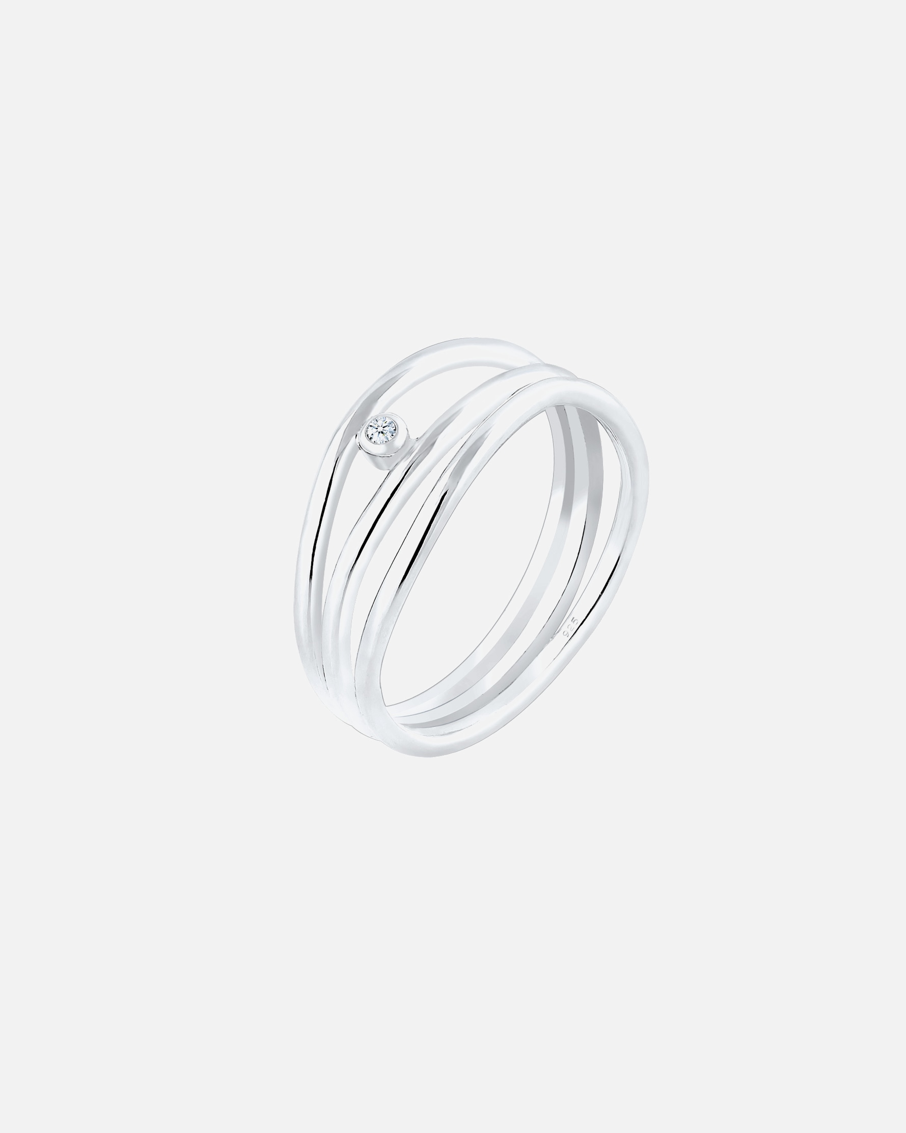 Ring für Weiblich Elli DIAMONDS Wickelring Asymmetrisch Diamant (0.015ct.) 925 Sterling Silber 52