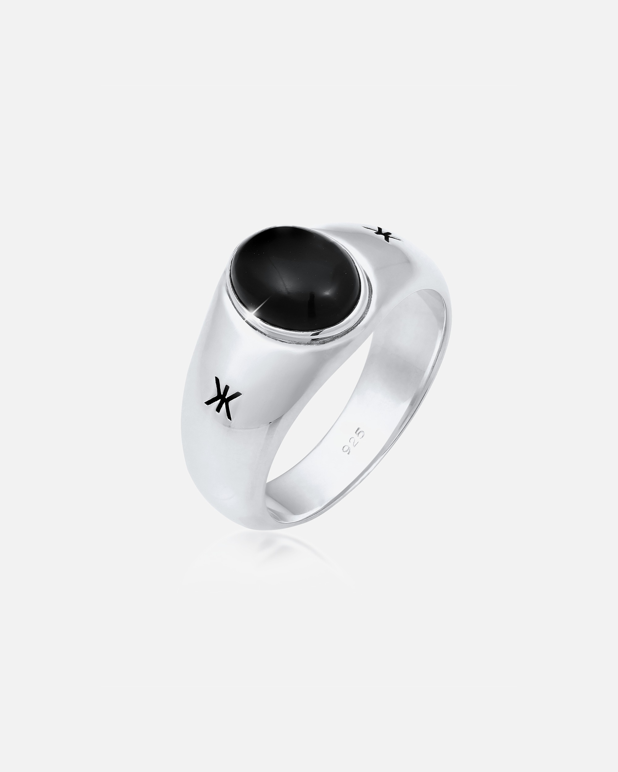 Ring für Männlich KUZZOI Herren Siegelring Onyx Oval Basic 925 Silber 1 Stück