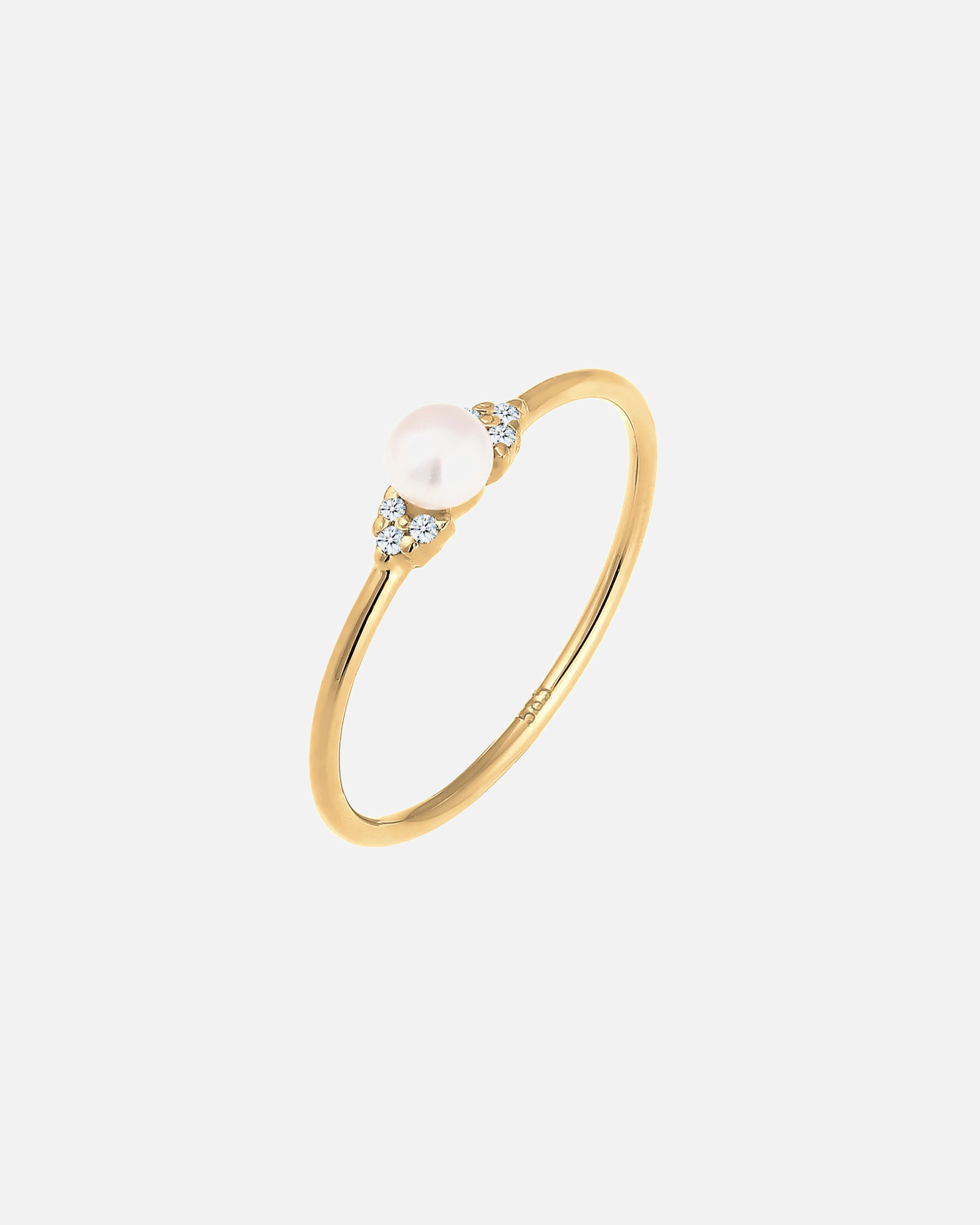 Ring für Weiblich Elli DIAMONDS Verlobung Perle Diamant (0.03 ct.) 585 Gelbgold 52