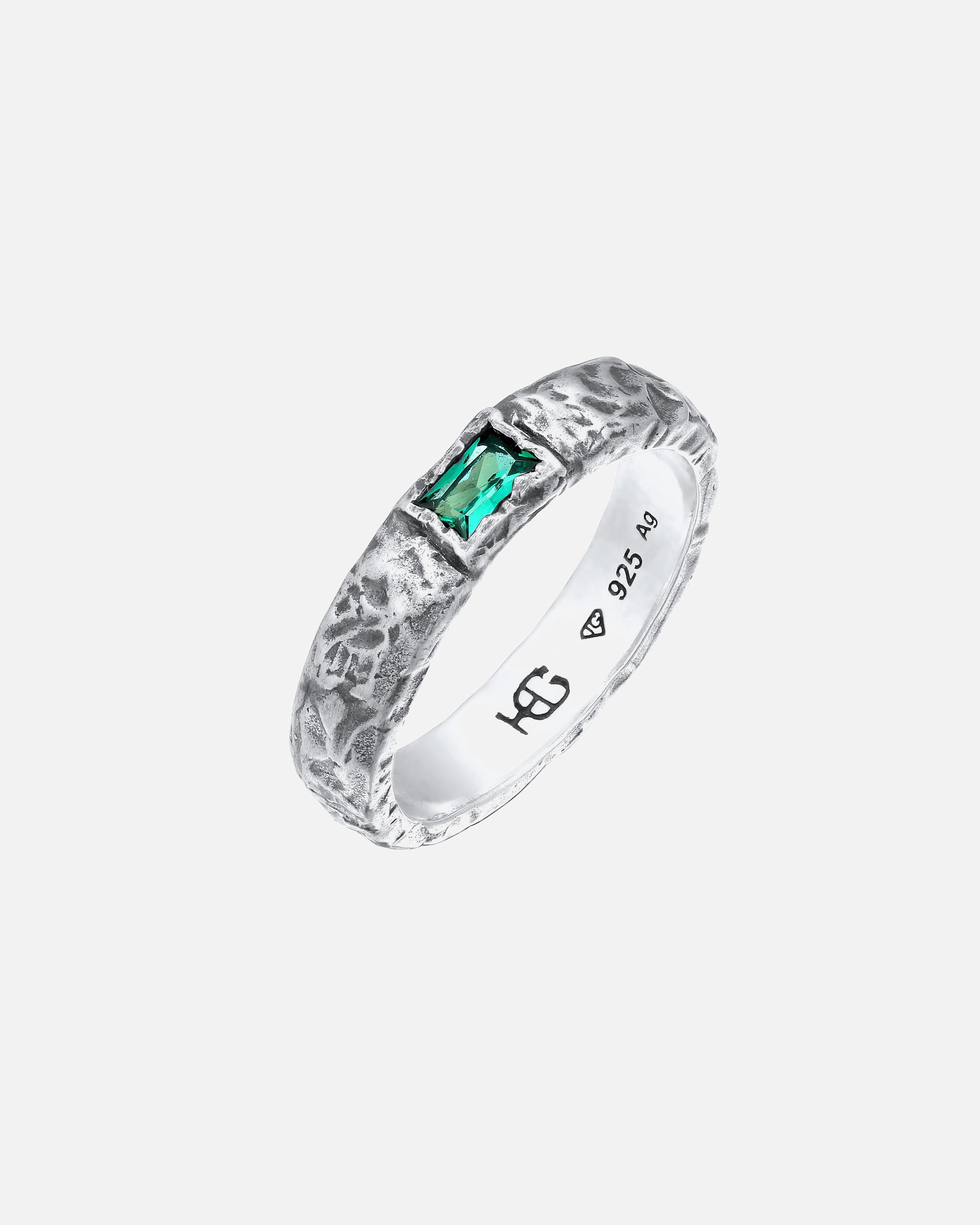 Ring für Männlich Haze & Glory Default Brand Line Synthetischer Smaragd Grün 925 Sterling Silber - Envy 66