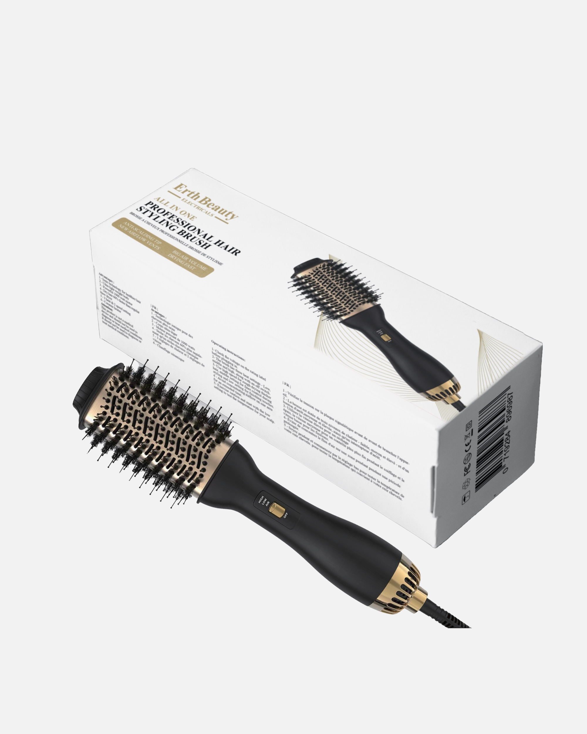Warmluftbürste für Weiblich ErthSkin London All-in-One Professionelle Haarstylingbürste 1 Stück
