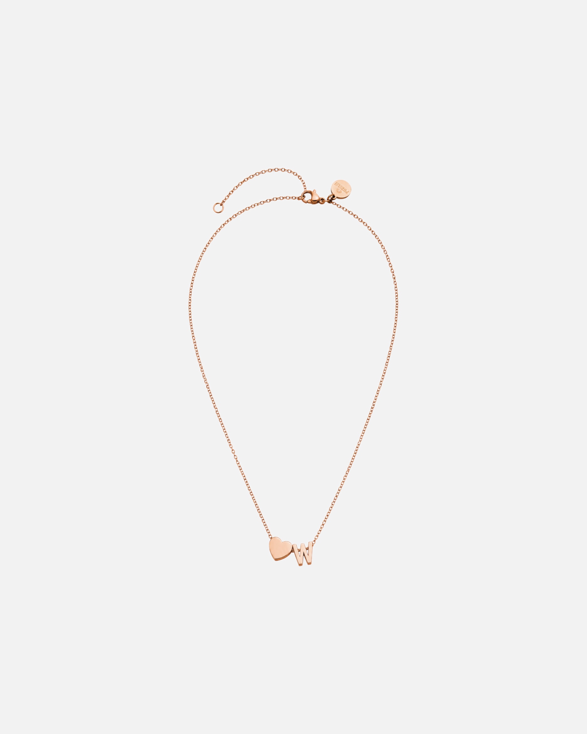 Halskette für Unisex Purelei Letter Heart W Kette 100% Edelstahl Rosegold