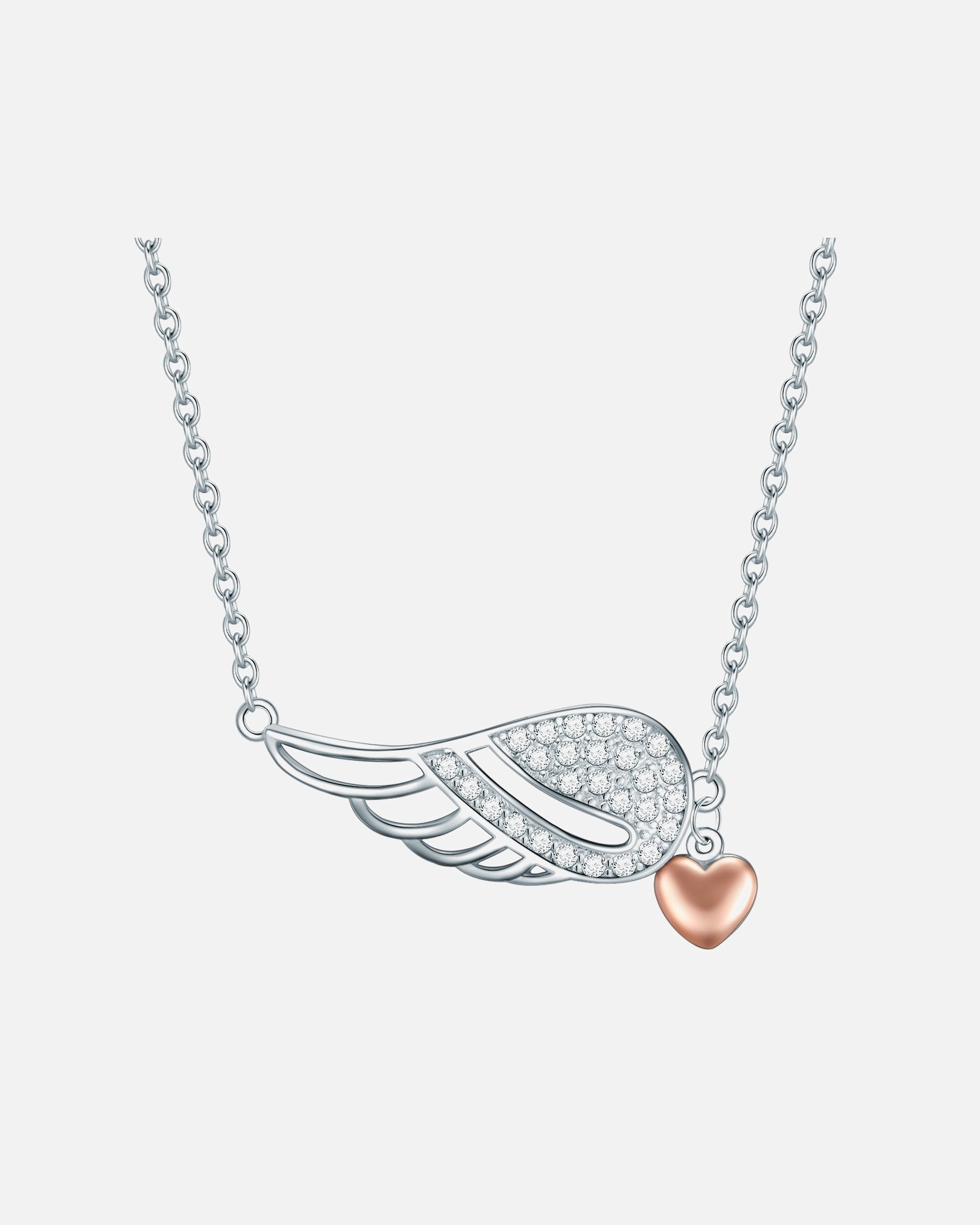Halskette für Weiblich Rafaela Donata Halskette Herz/Flügel Sterling Silber Zirkonia in Silber/Roségold 1 Stück