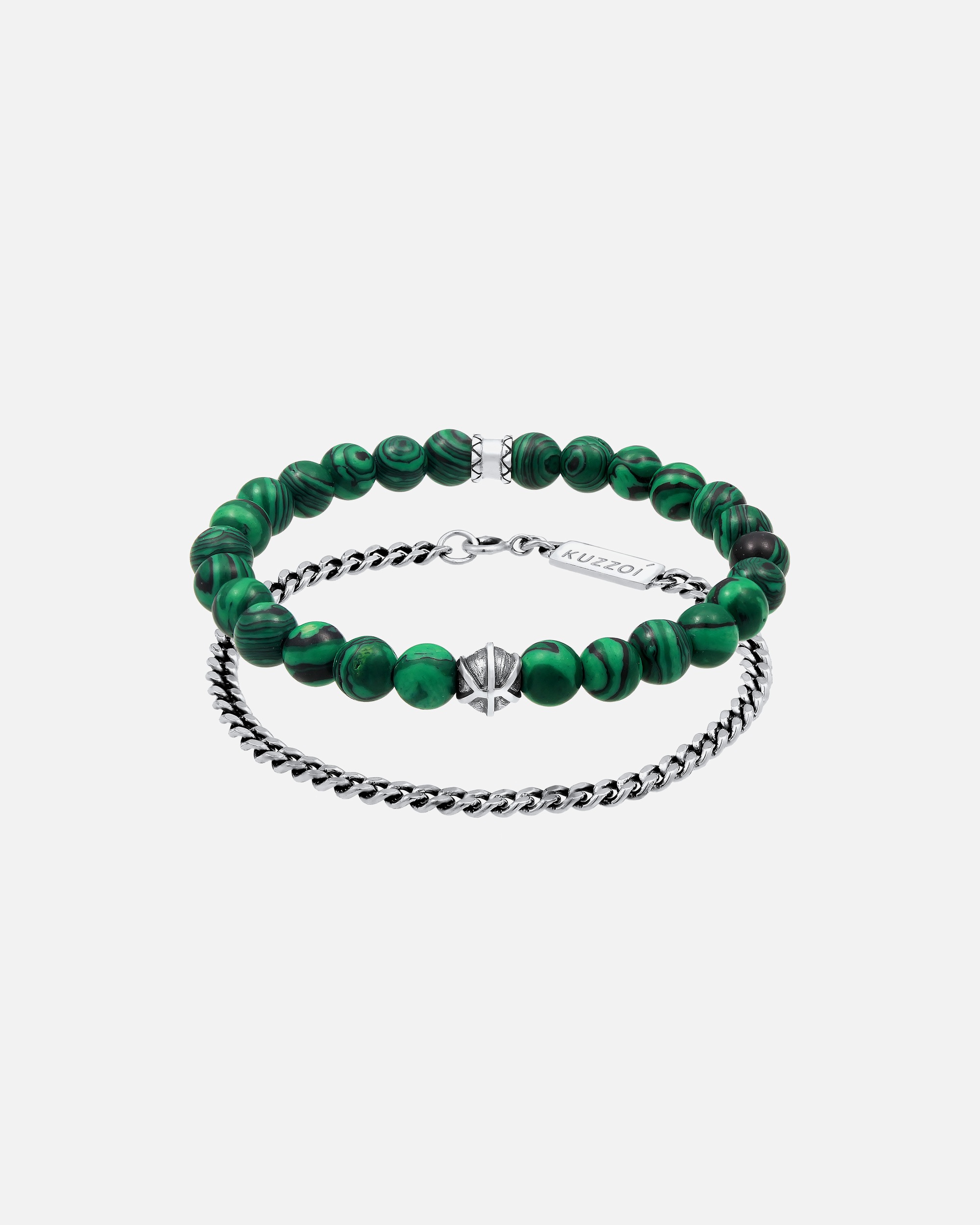 Armband für Männlich KUZZOI Herren 2er Set Oxidiert Malachit Look 925 Silber 1 Stück