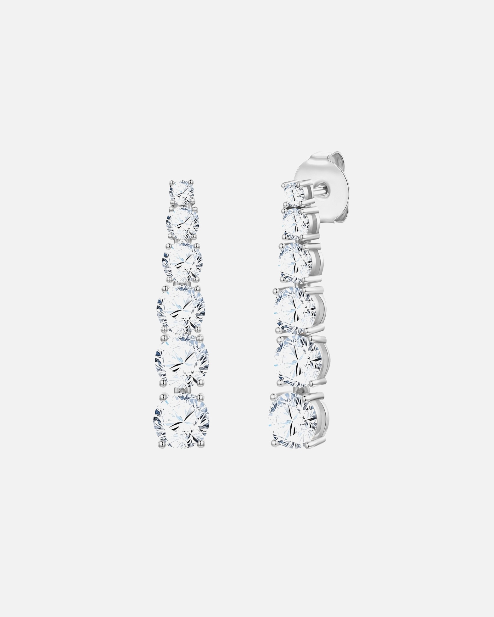 Ohrringe für Weiblich Lulu & Jane Ohrhänger aus Messing in Silber mit Zirkonia 32,6 mm