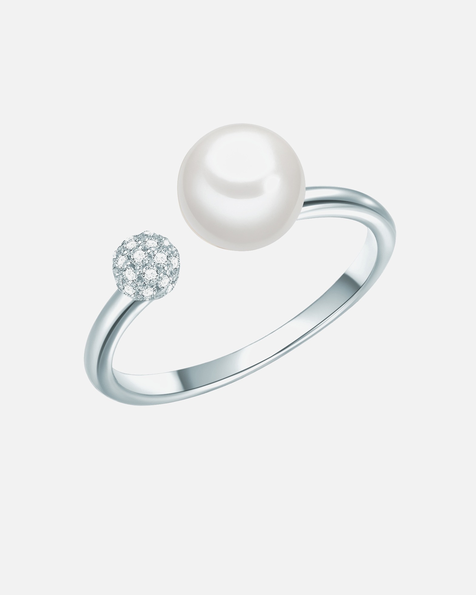 Ring für Weiblich Valero Pearls Ring Sterling Silber Zirkonia Süßwasser-Zuchtperle in Silber 56
