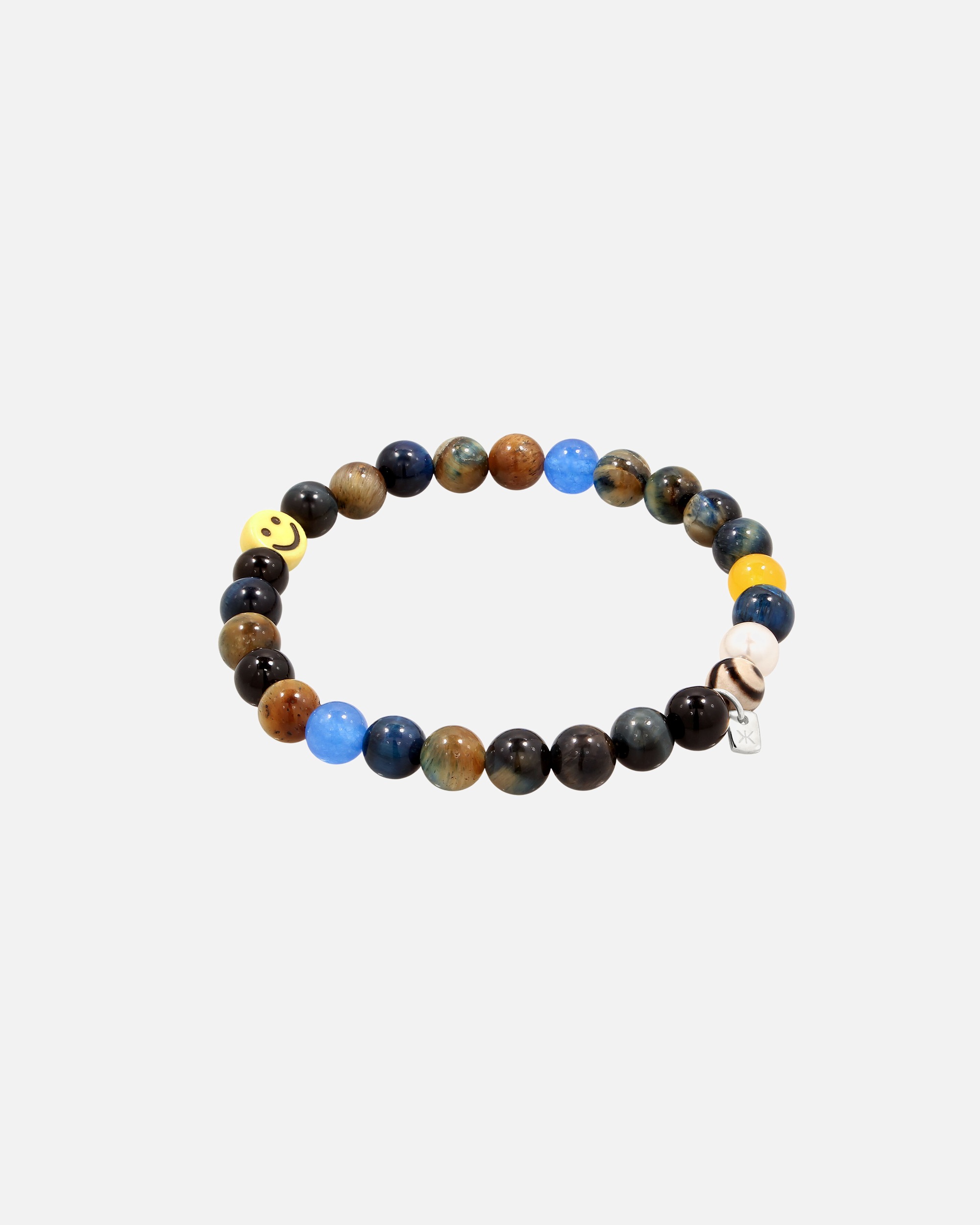 Armband für Männlich KUZZOI Smiling Face Bead Glas Achat Perlen 925 Sterling Silber 21