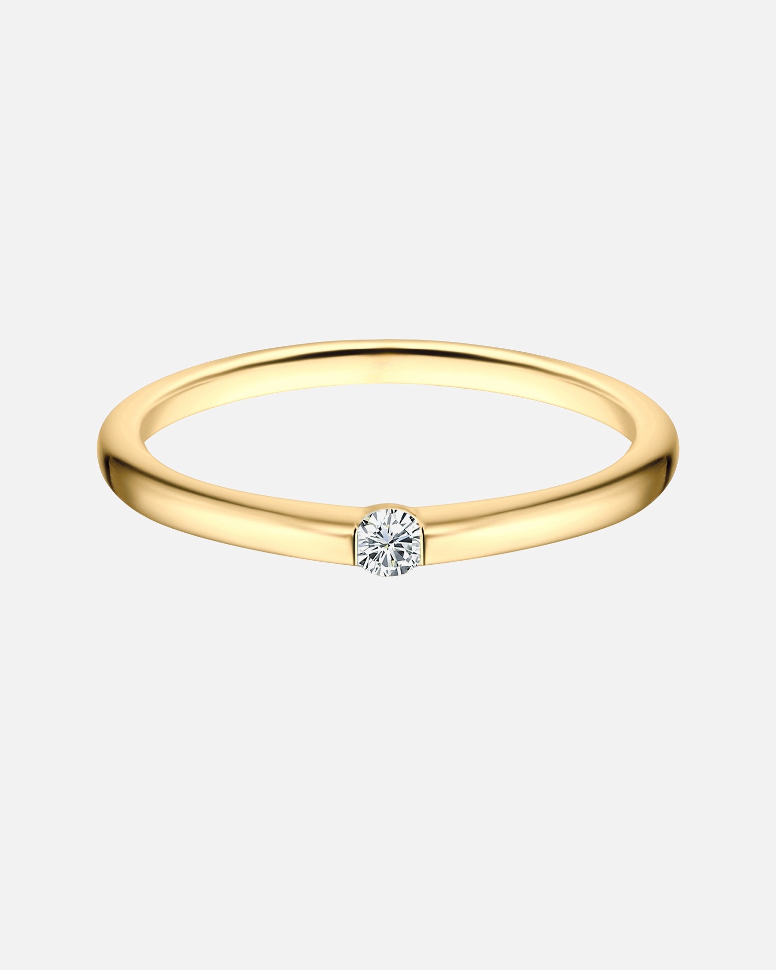 Ring für Weiblich Trilani Bandring aus Sterling Silber in Gelbgold mit Zirkonia 58