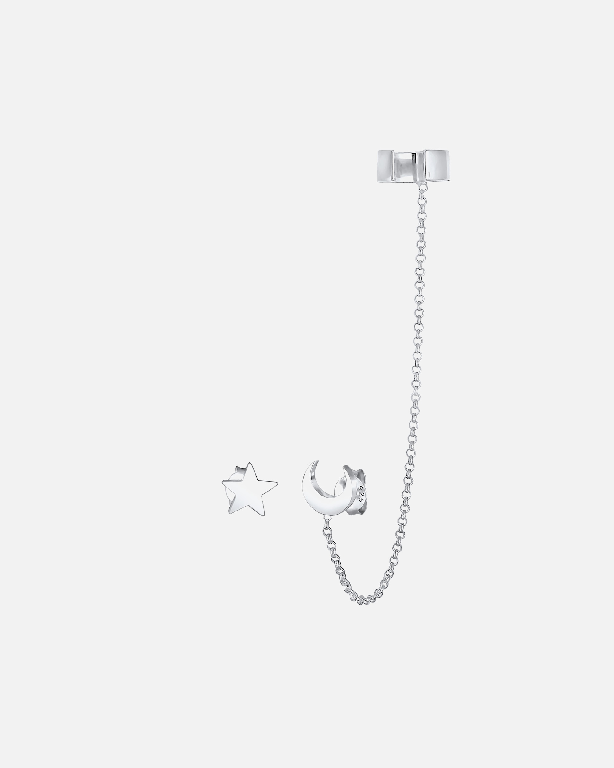 Ohrringe für Weiblich Elli Earcuff Astro Sterne Halbmond Blogger 925 Silber 1 Stück