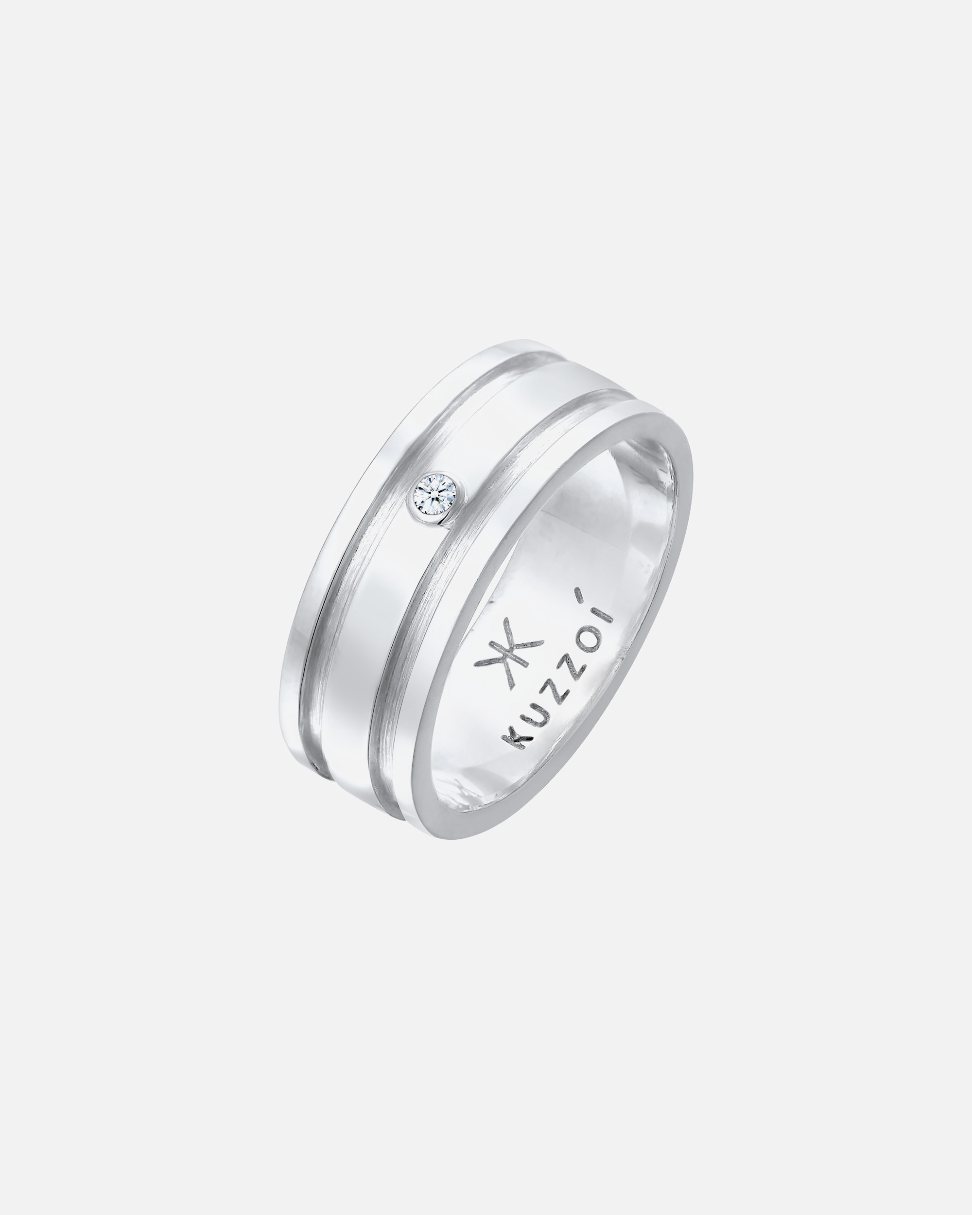 Ring für Männlich KUZZOI Herren Bandring Massiv Diamant 925 Silber 1 Stück
