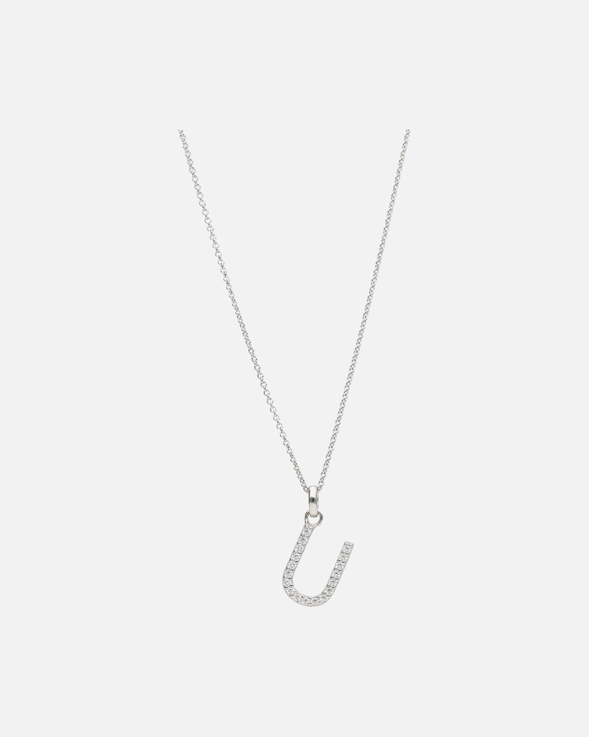 Halskette für Weiblich Smart Jewel Kette Buchstabe U mit Zirkonia Steine, Silber 925 45 cm