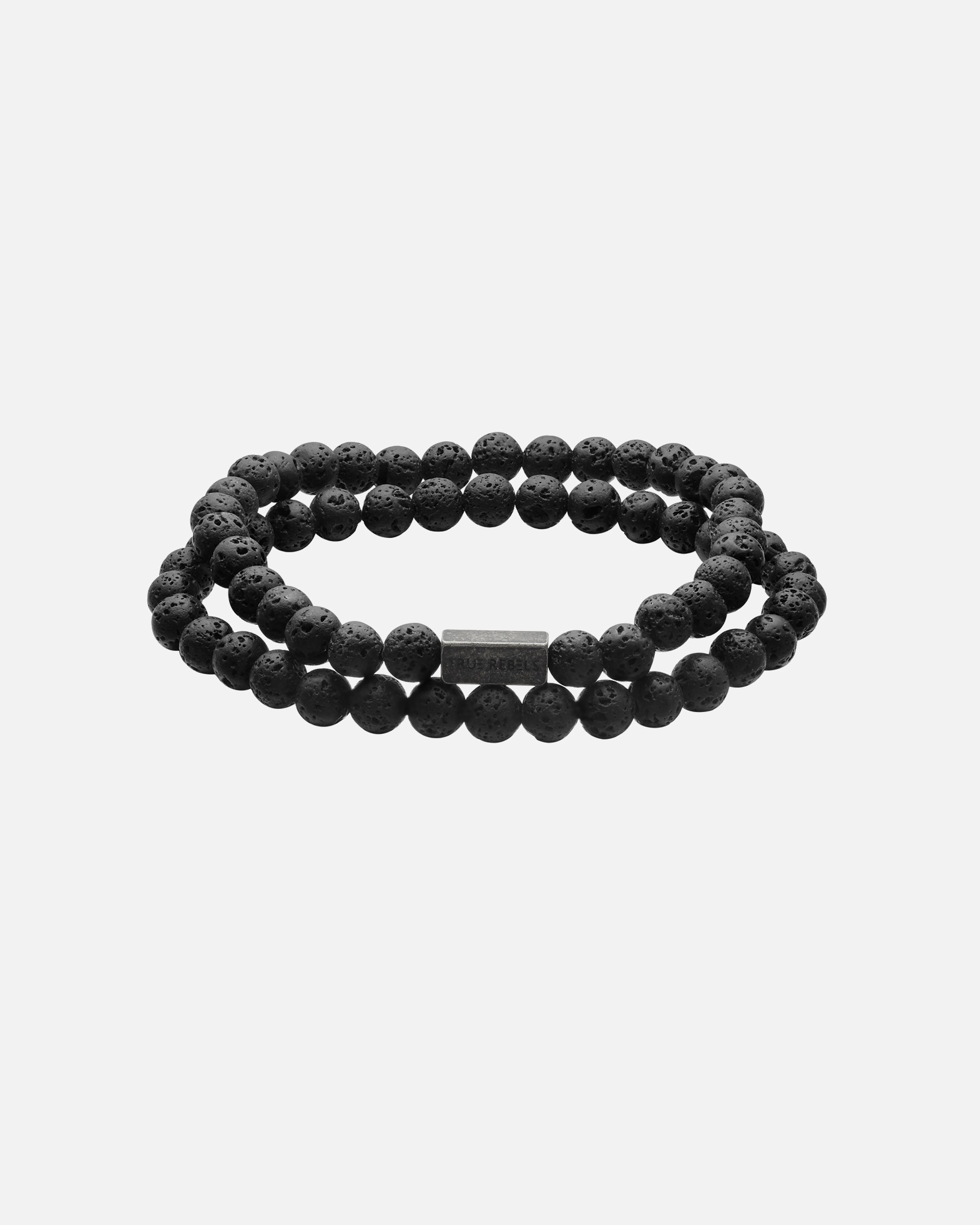Armband für Männlich True Rebels Armband aus Edelstahl in Retro mit Lavastein 1 Stück