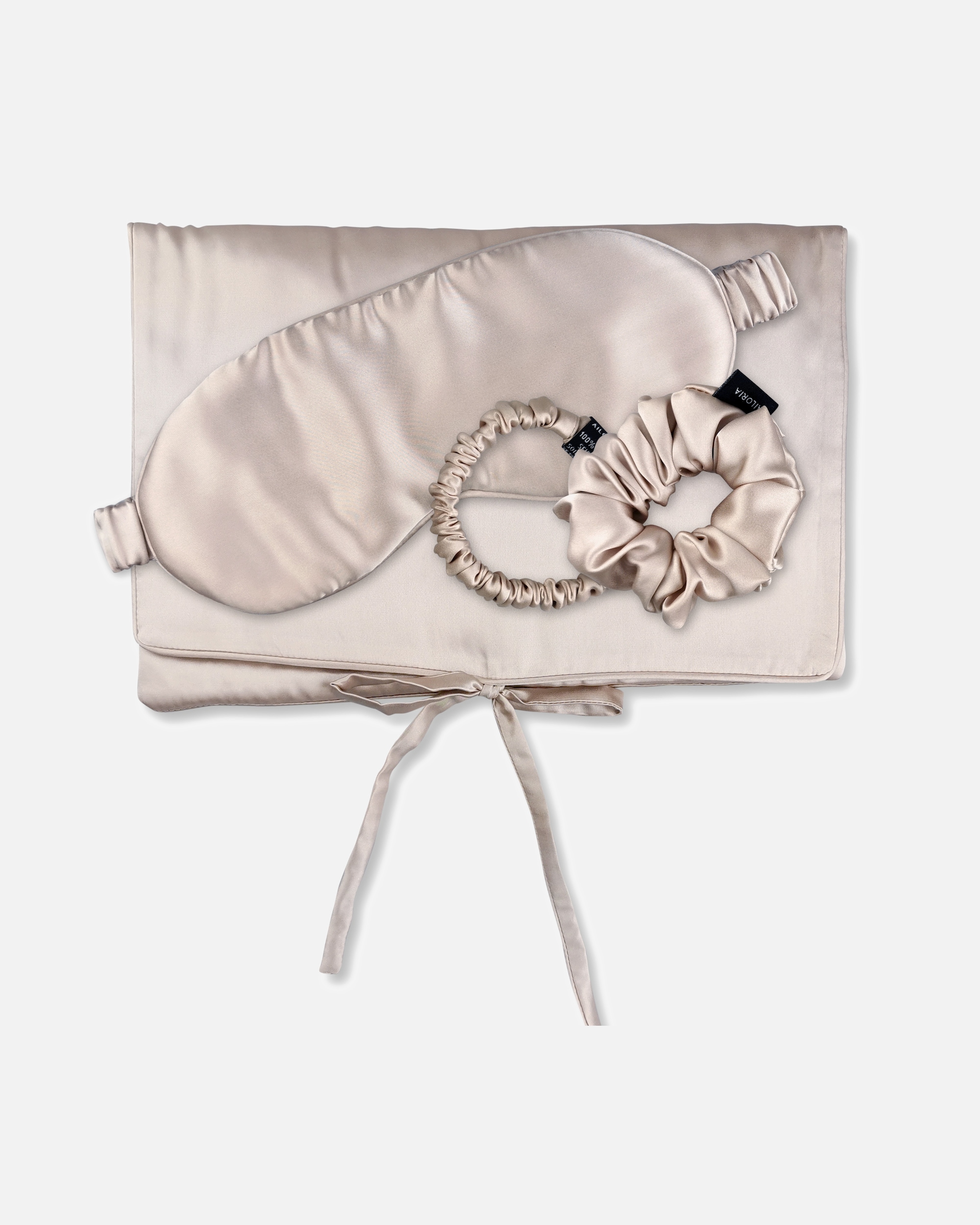 Haarreif für Weiblich Ailoria TRAVEL SET Tasche, Schlafmaske, Scrunchie S & Scrunchie M beige