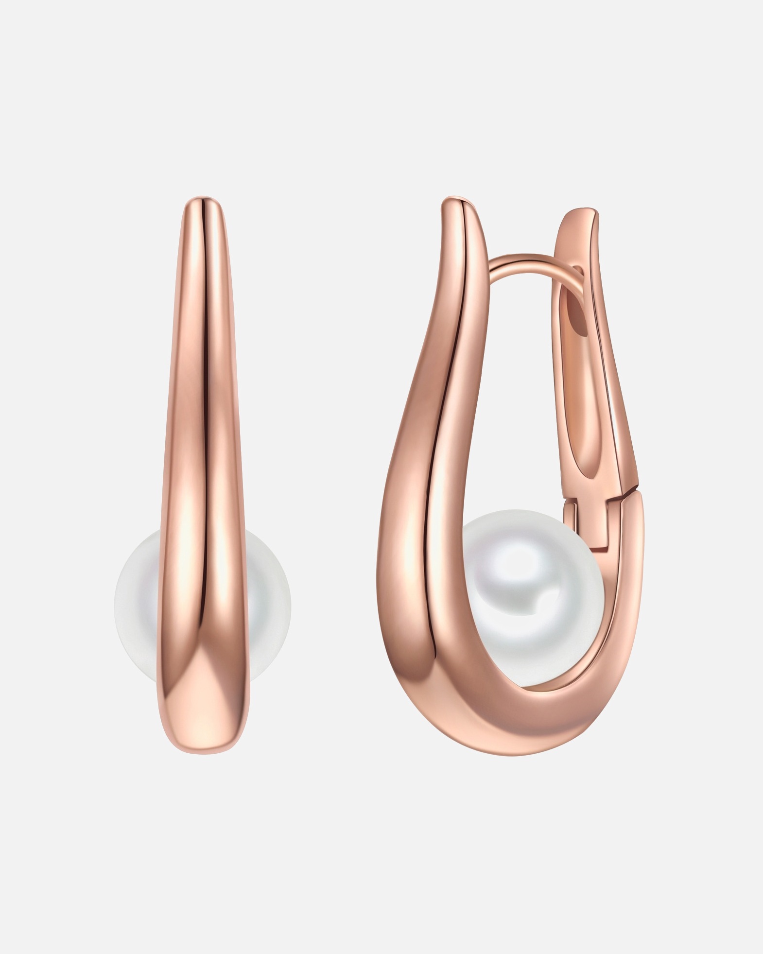 Creolen für Weiblich Yokoamii Creolen aus Metall-Legierung in Roségold mit Muschelkernperle 1 Stück