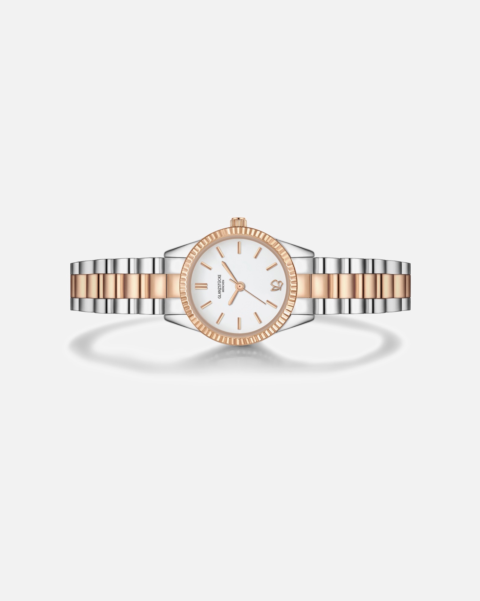 Uhr für Weiblich Glanzstücke München Armband-Uhr aus Edelstahl in silber/roségold 25,0 mm